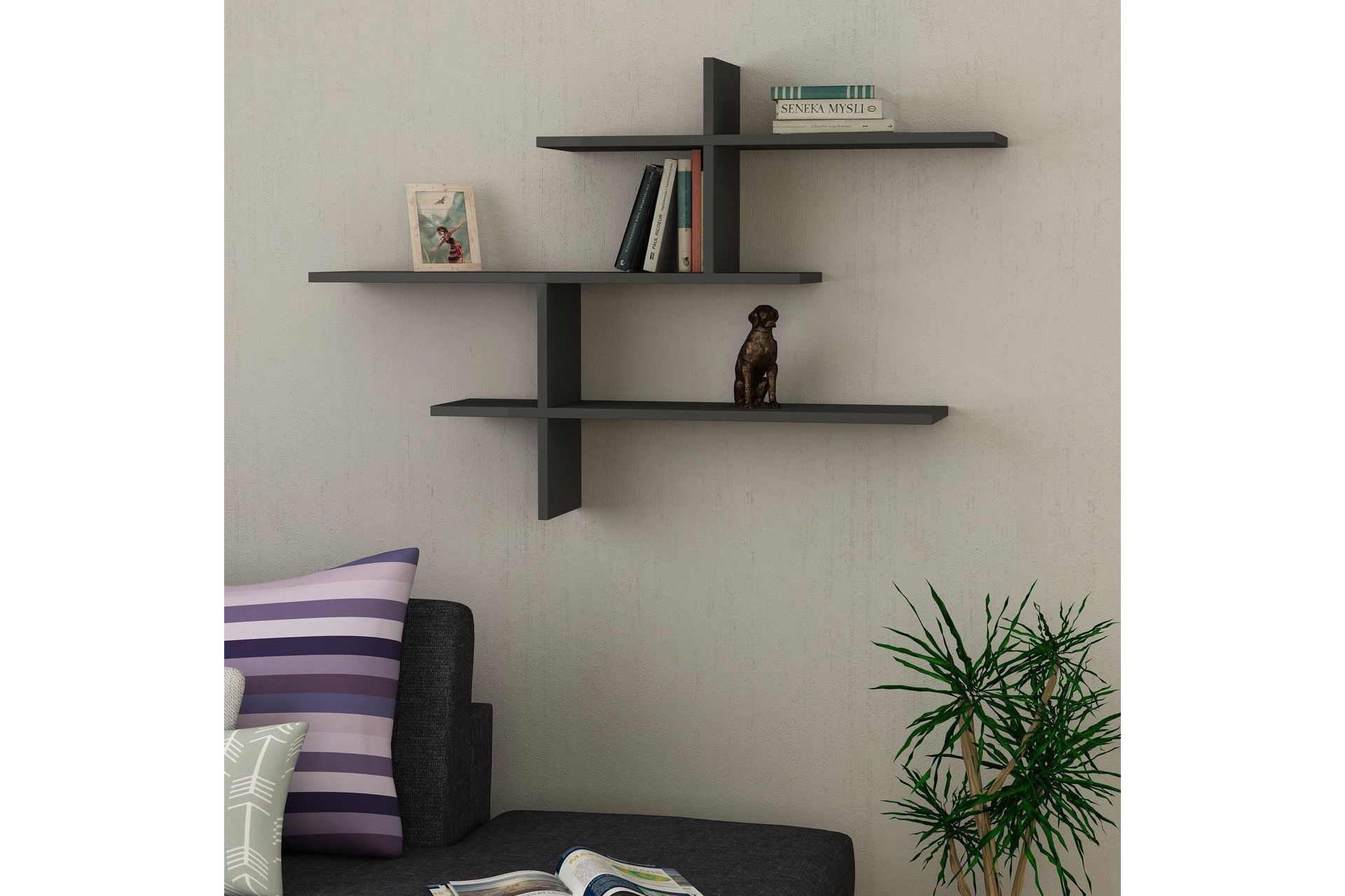 glenure vägghylla 123 cm - antracit