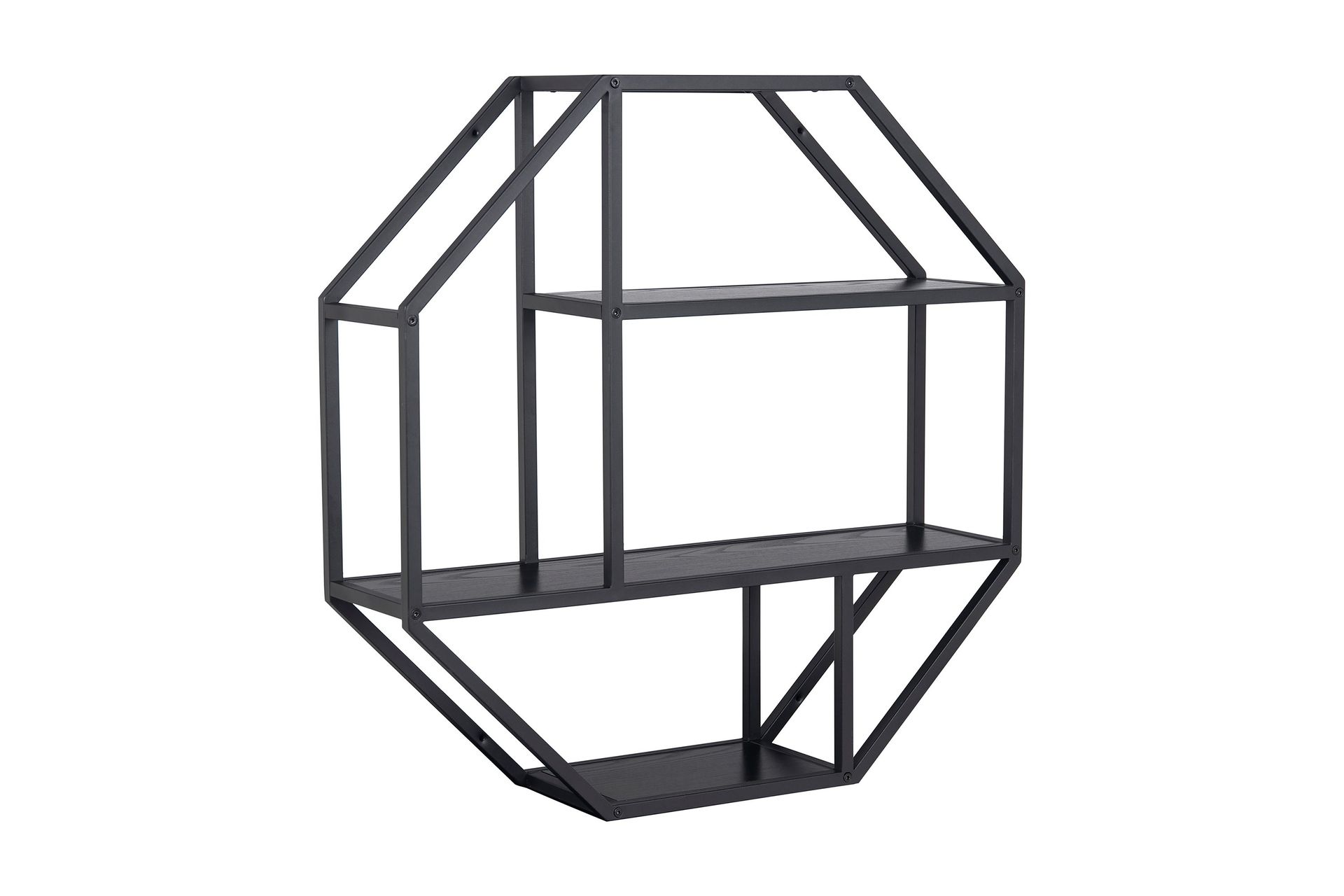 Hasslevik V&auml;gghylla 77x20 cm 4 Hyllor - Svart/Matt Svart