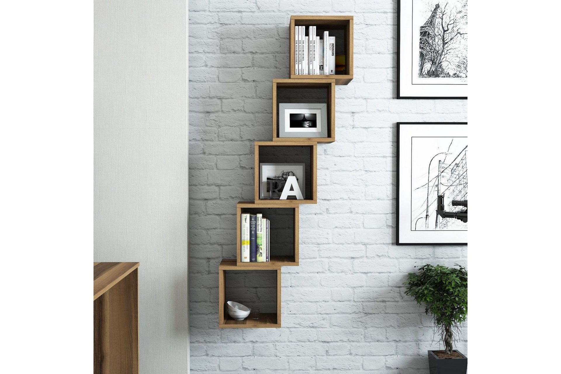 hovdane vägghylla 30 cm - brun