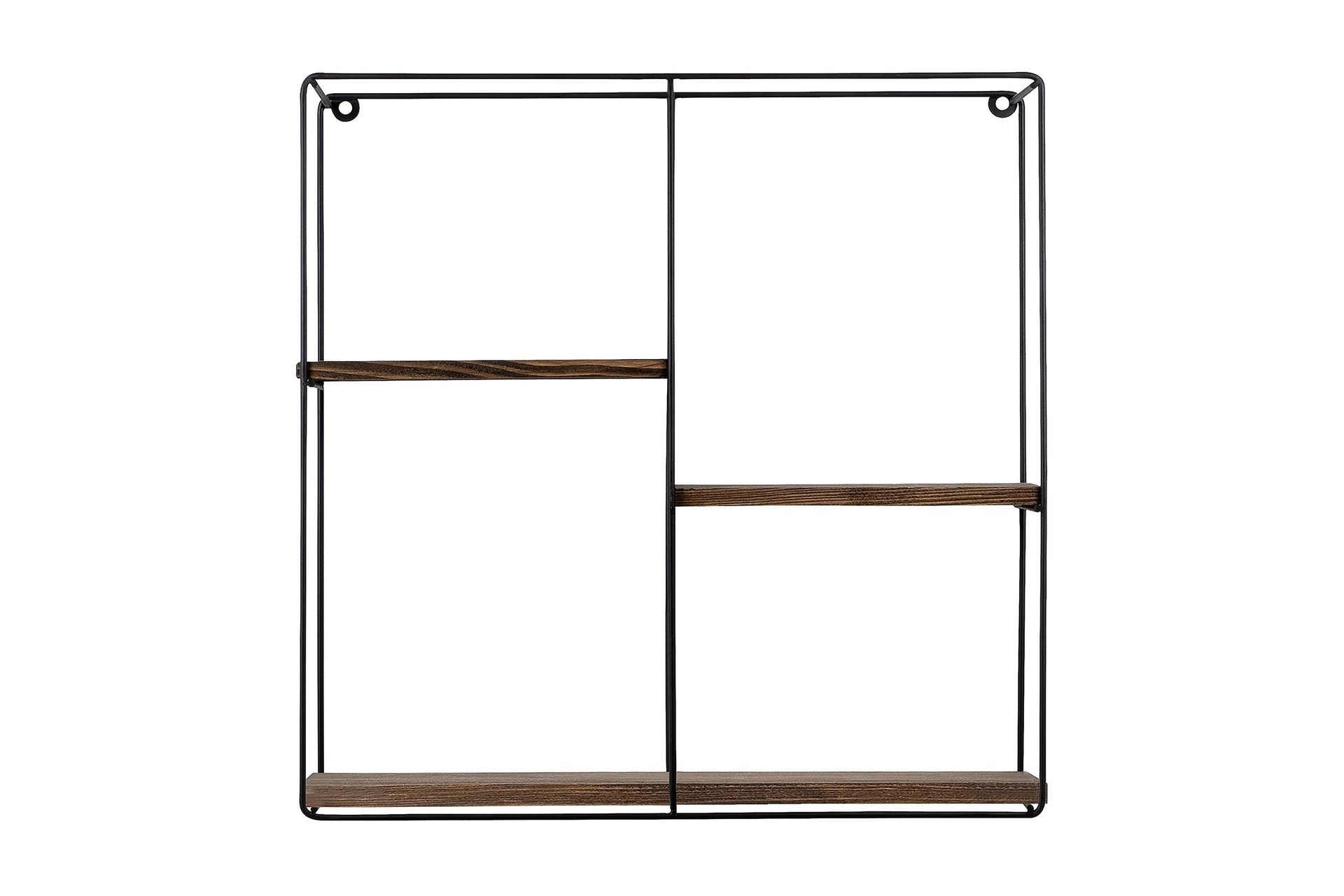 Siringo V&auml;gghylla 60x15 cm 3 Hyllor - Svart/M&ouml;rkbrun