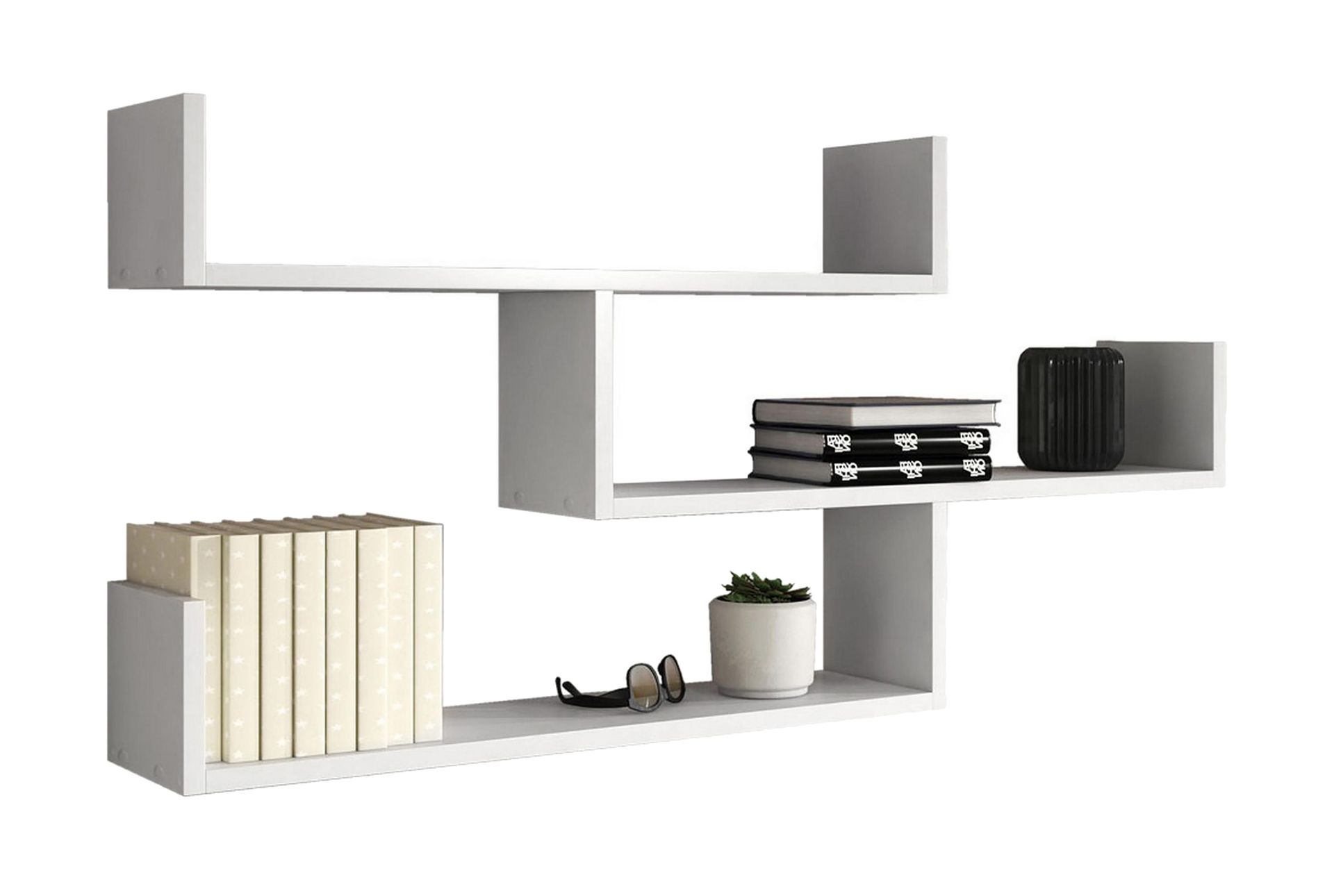 trio vägghylla 119x18x55 cm - vit