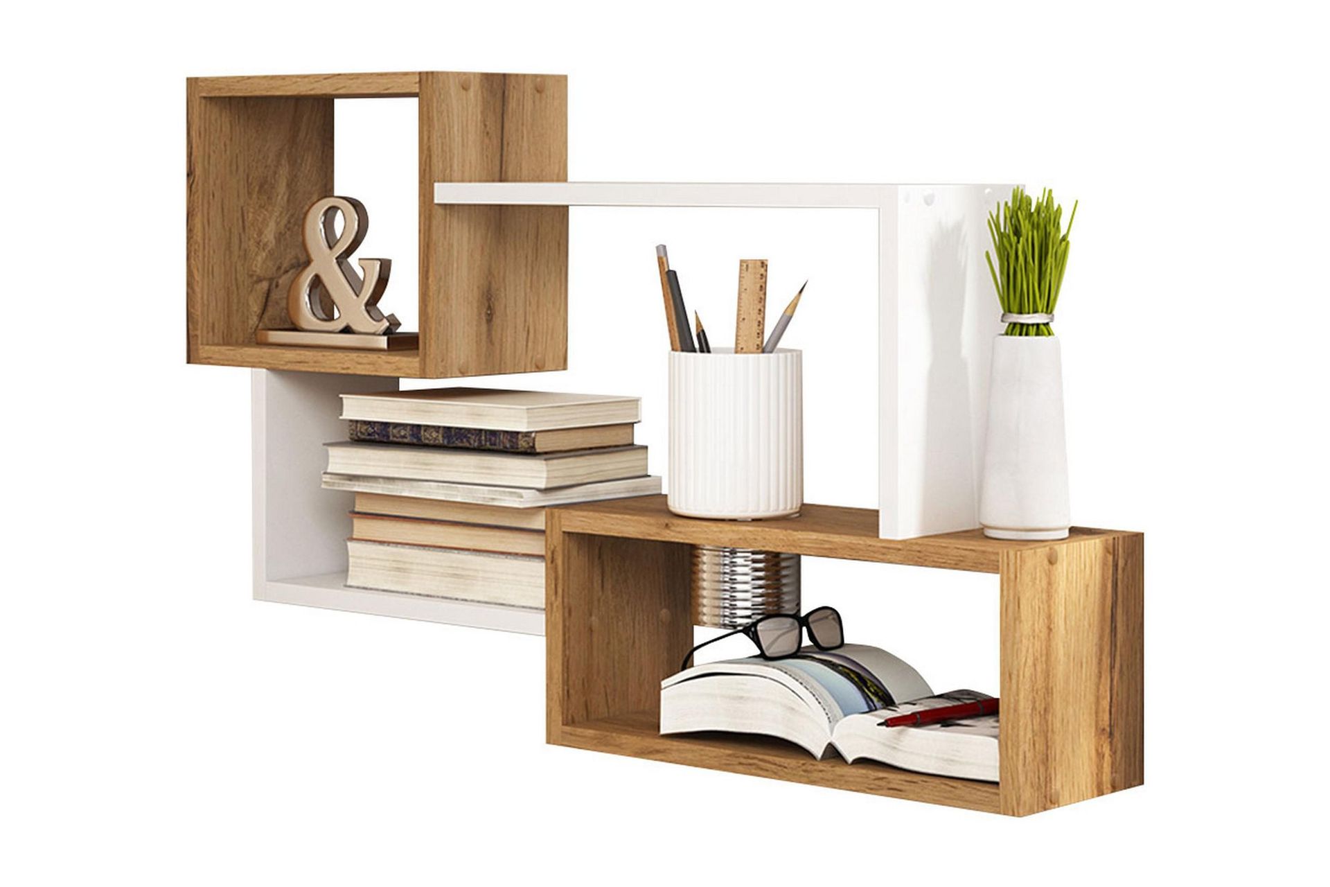 Triorana Hylla 87 cm - Natur/Vit