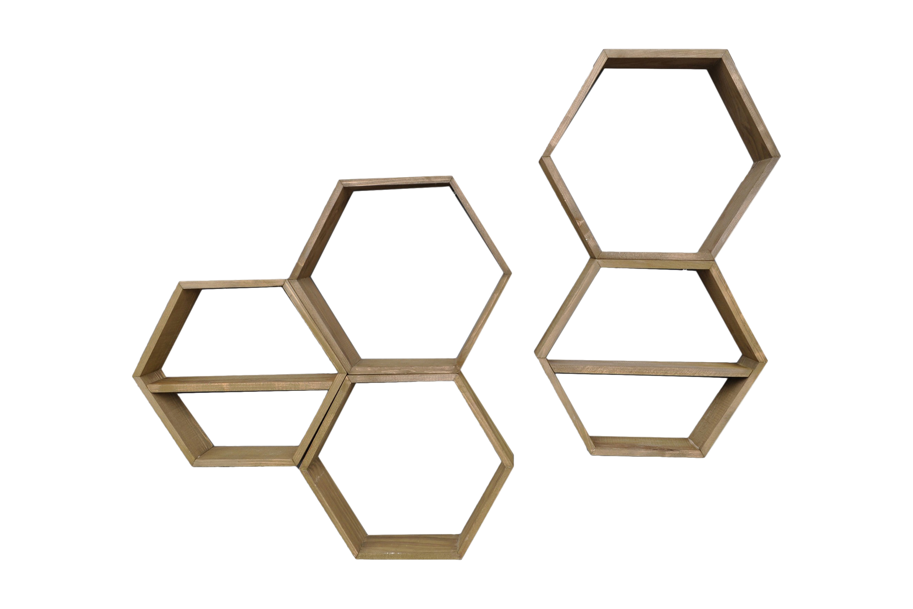 Vägghylla Arthur 5 Hexagoner Trä