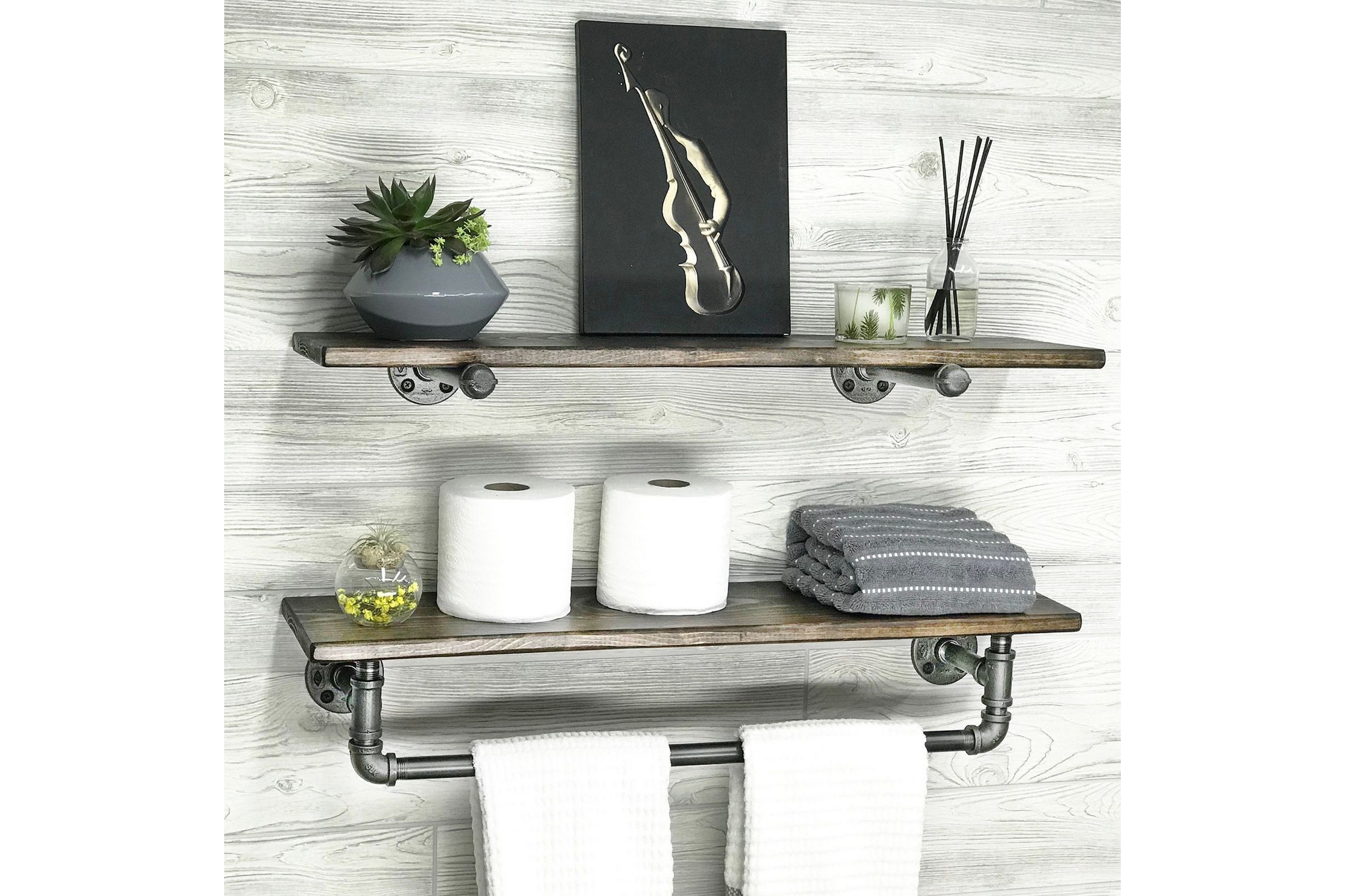 vägghylla arthur rör/trä - träsvart