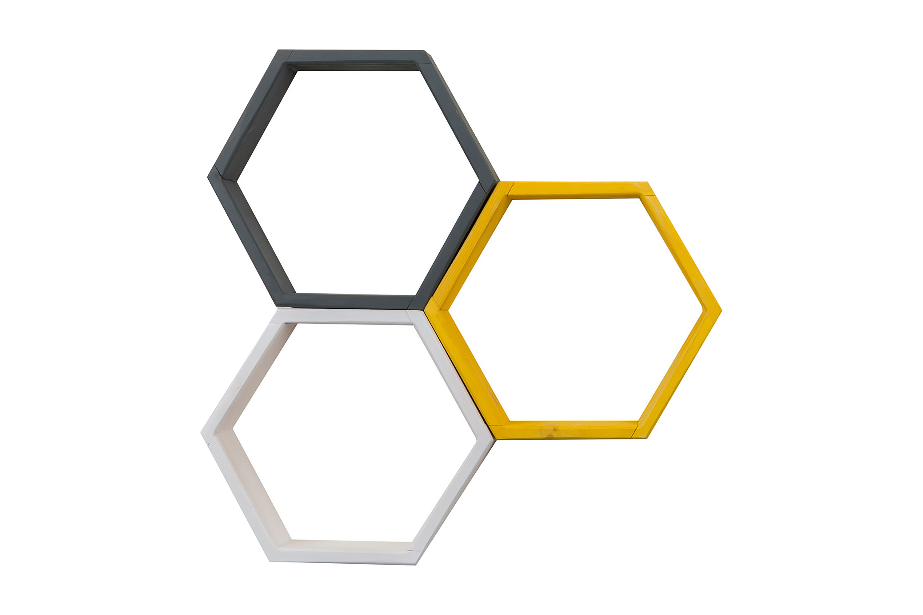 vägghylla elford 58x9 cm 3 hyllor - vit/antracit/gul