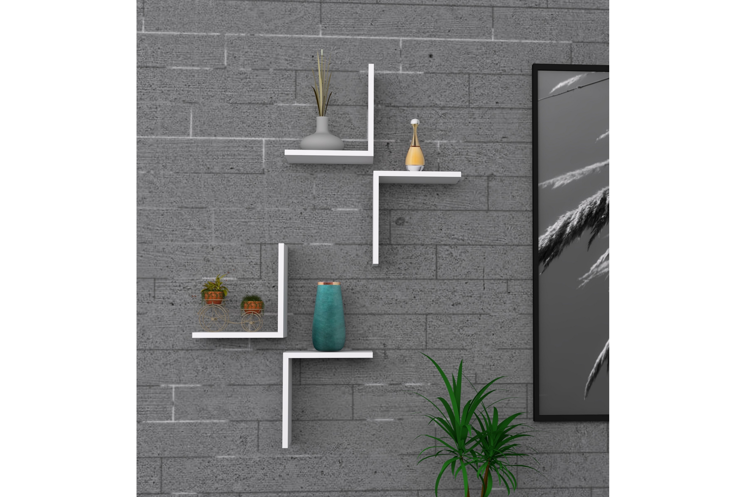 vägghylla faccia 44x32 cm 4 hyllor - vit