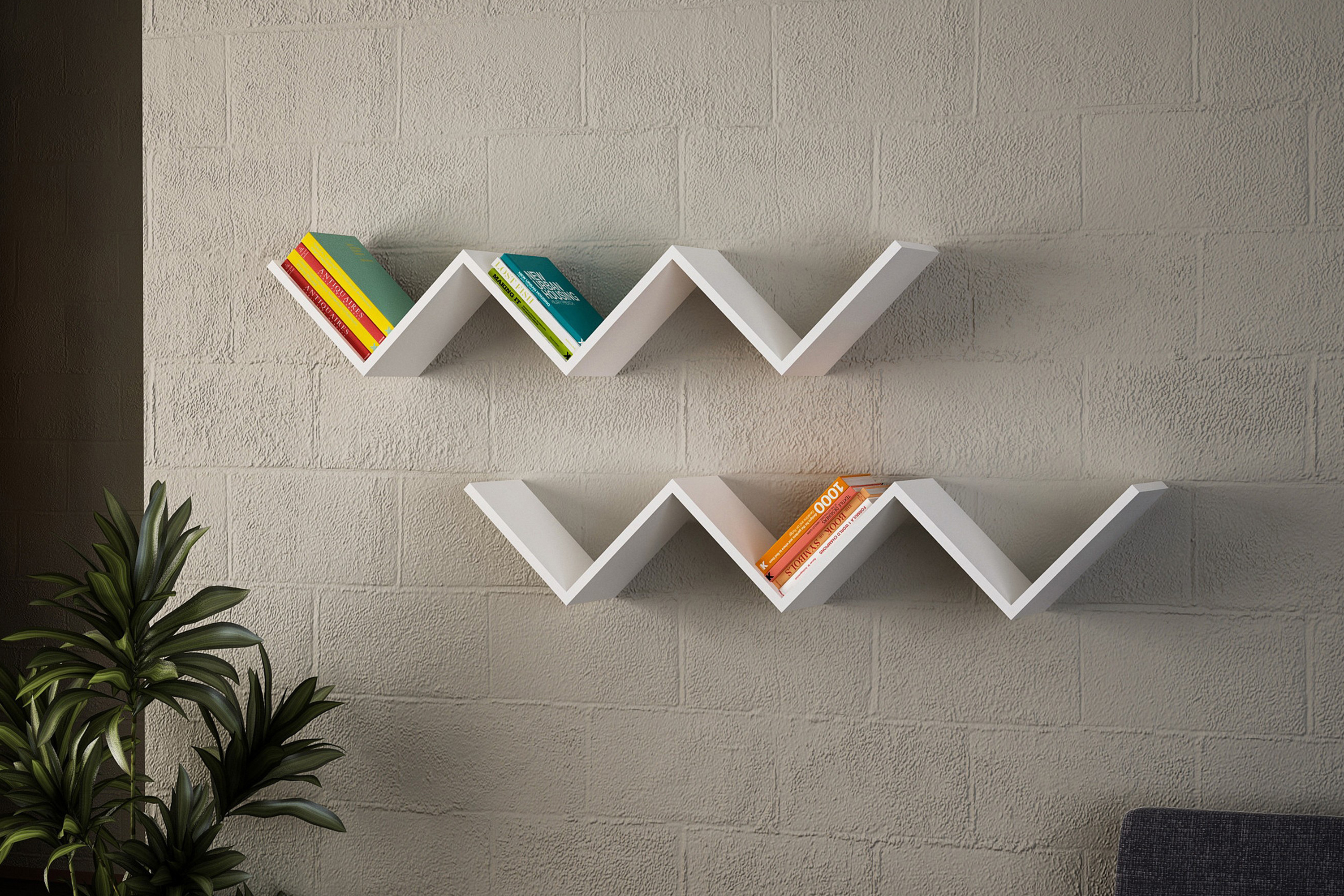 vägghylla forbis w-form - vit/orange