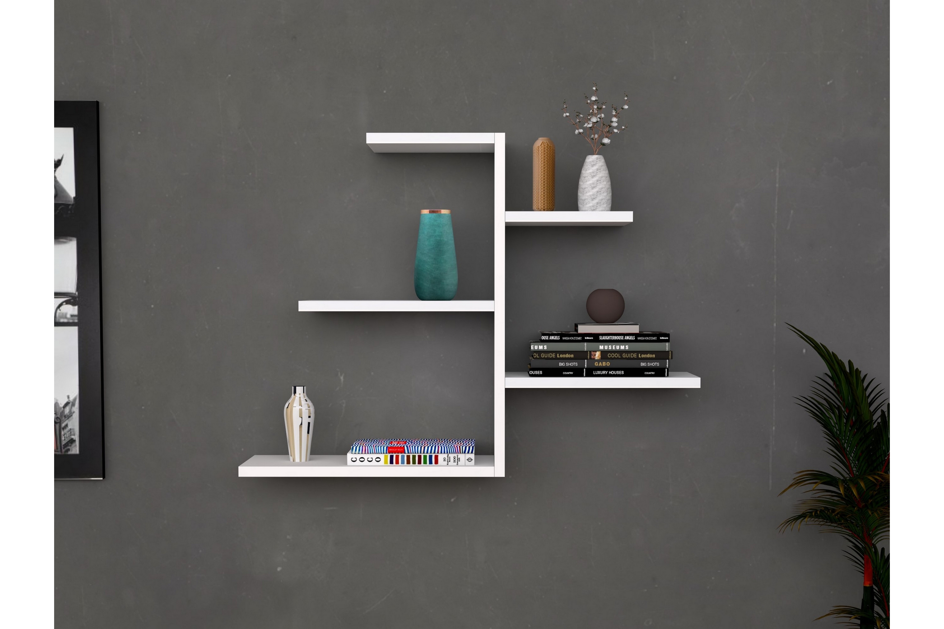 vägghylla gamina 82x20 cm 5 hyllor - vit