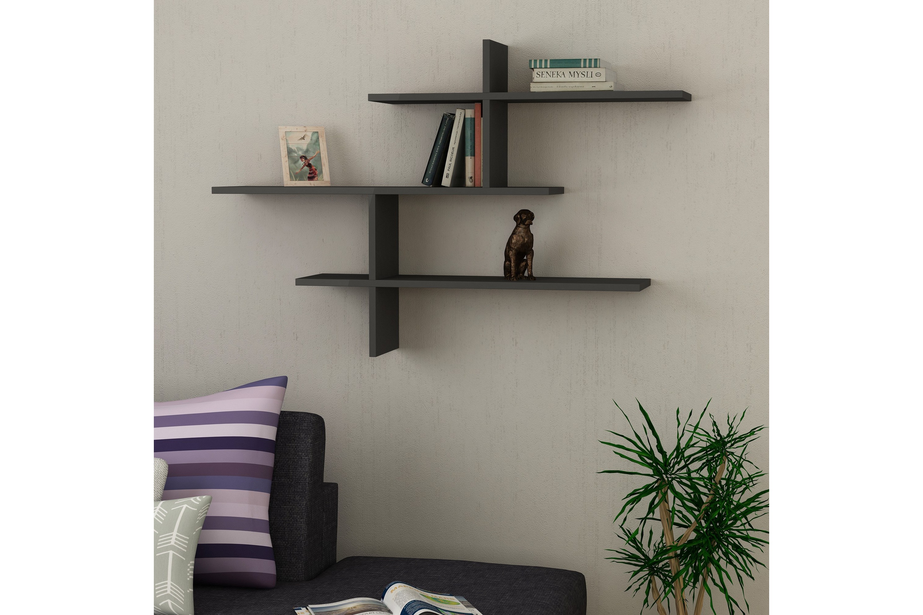 vägghylla lumsden 123 cm - antracit