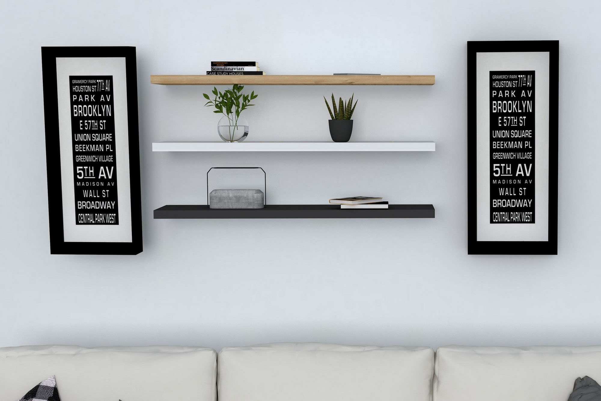 vägghylla marincic 2 cm - blåantracitvit