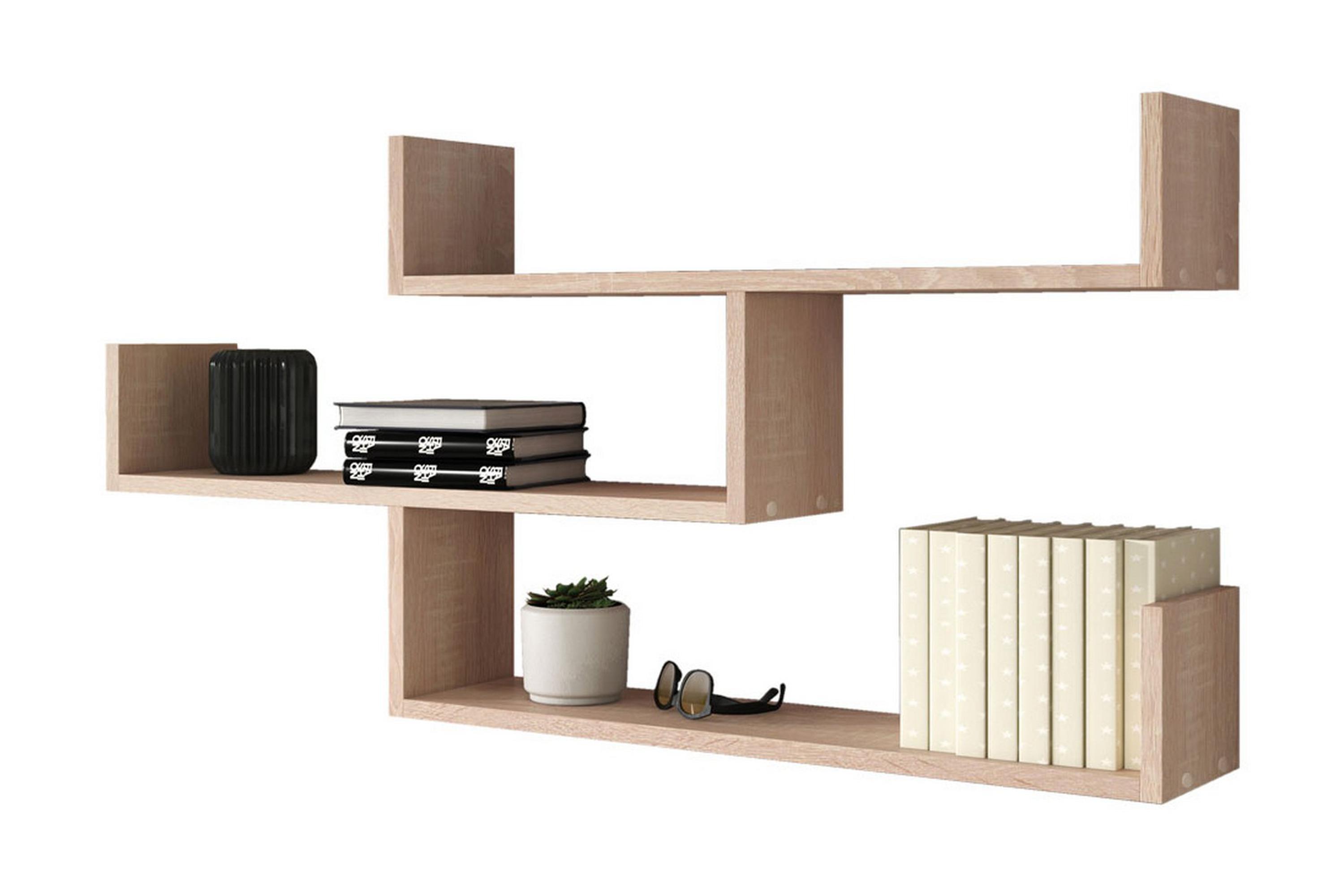 vägghylla trio 119x18x55 cm - beige/grå