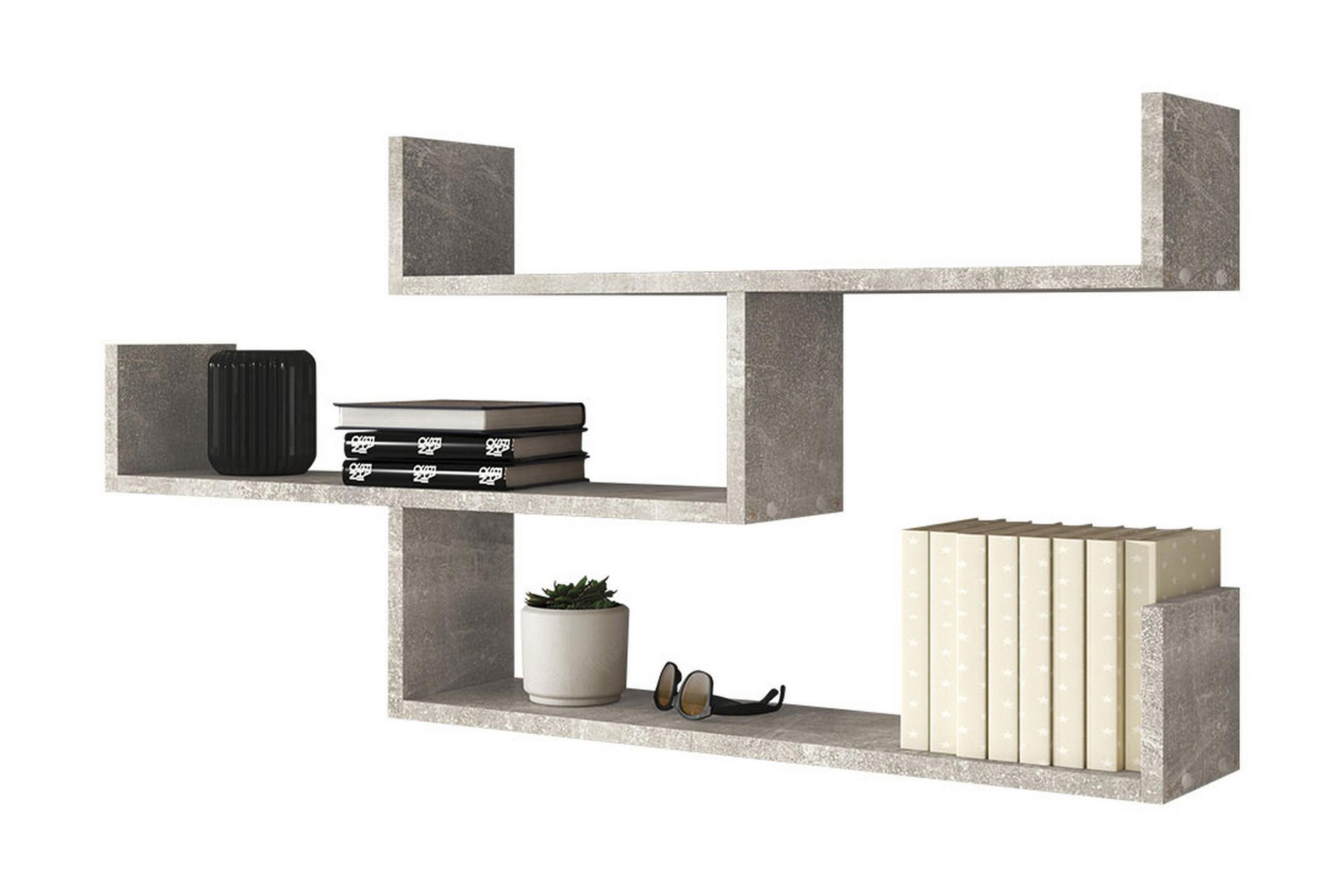 vägghylla trio 119x18x55 cm - beige/grå