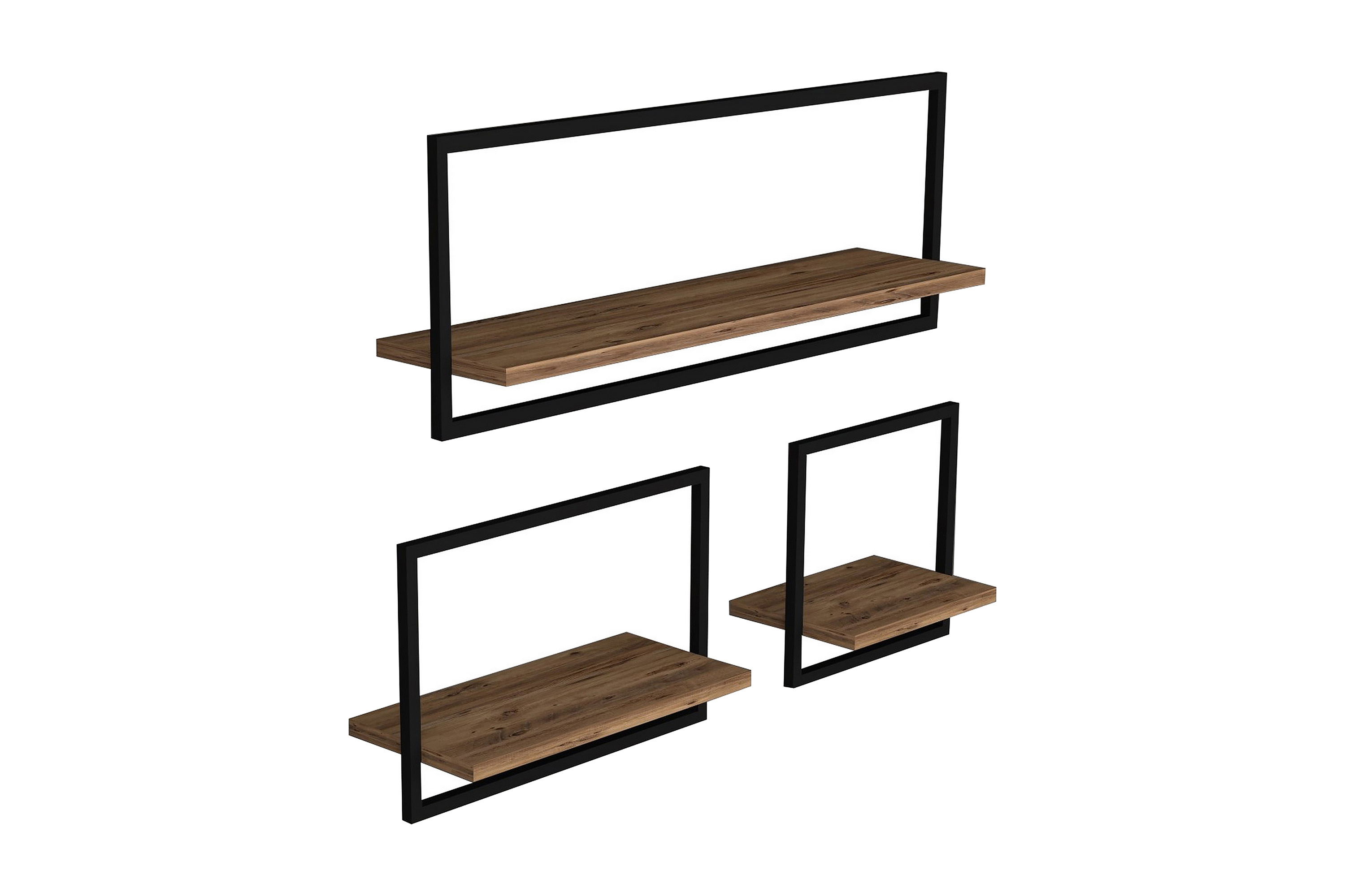 vägghylla yeso 80x20 cm 3 hyllor - brun