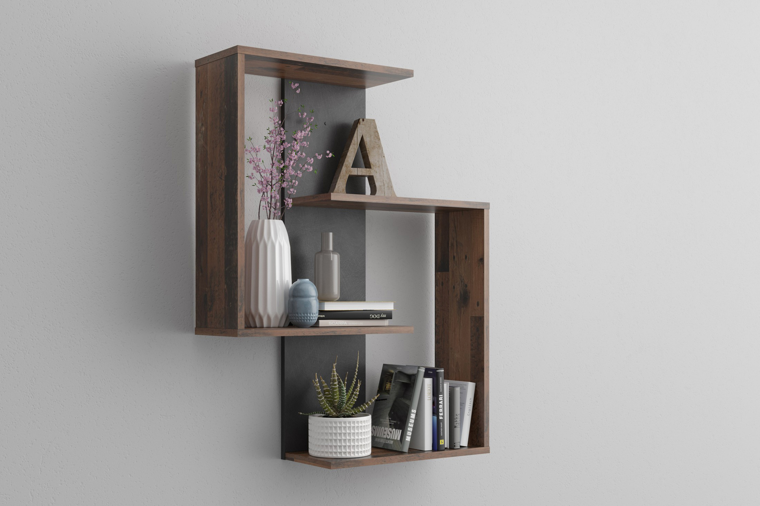 vägghylla podulka 44 cm - brun