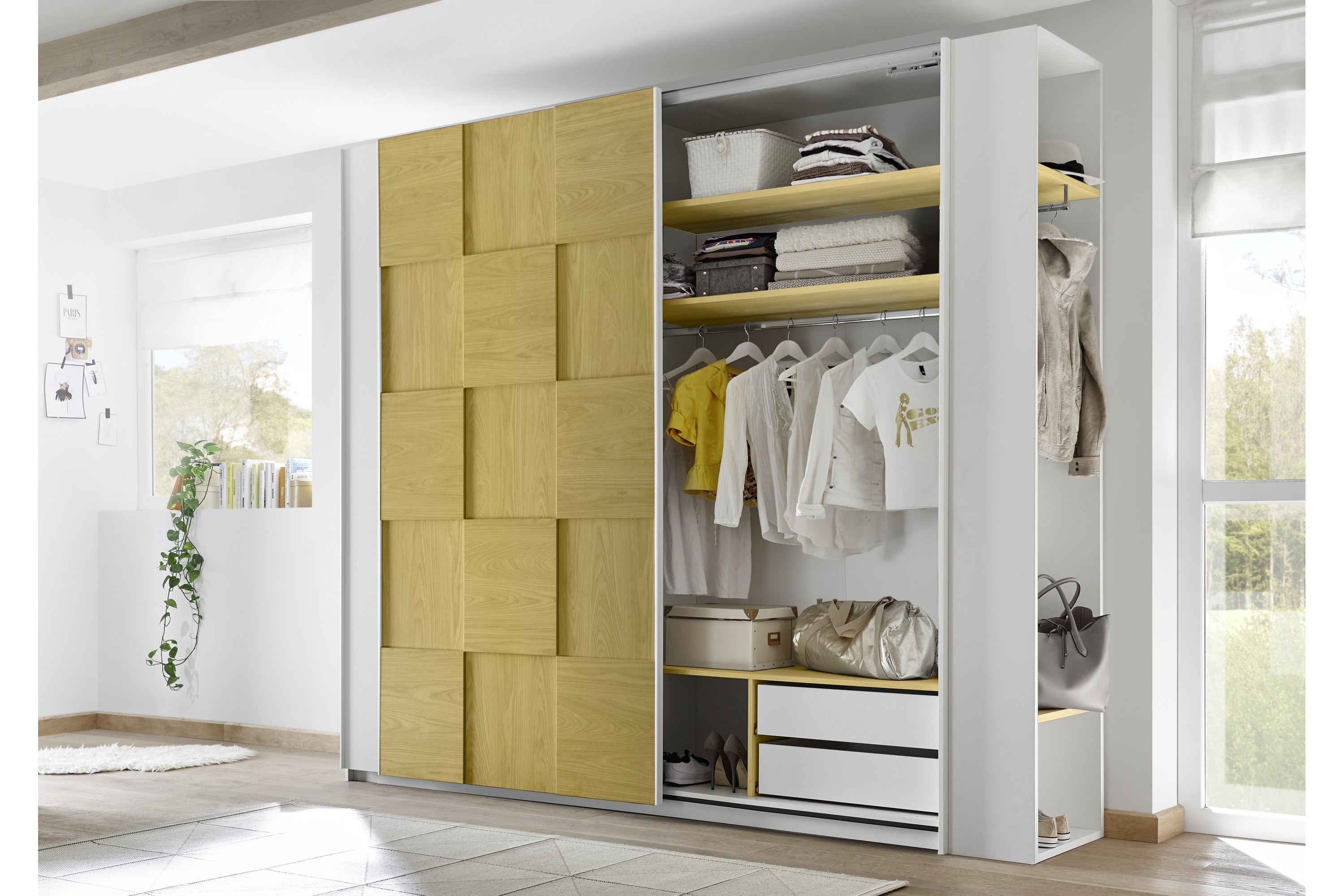 Öppen Gavelgarderob Latour 50x26x205 cm VitGul