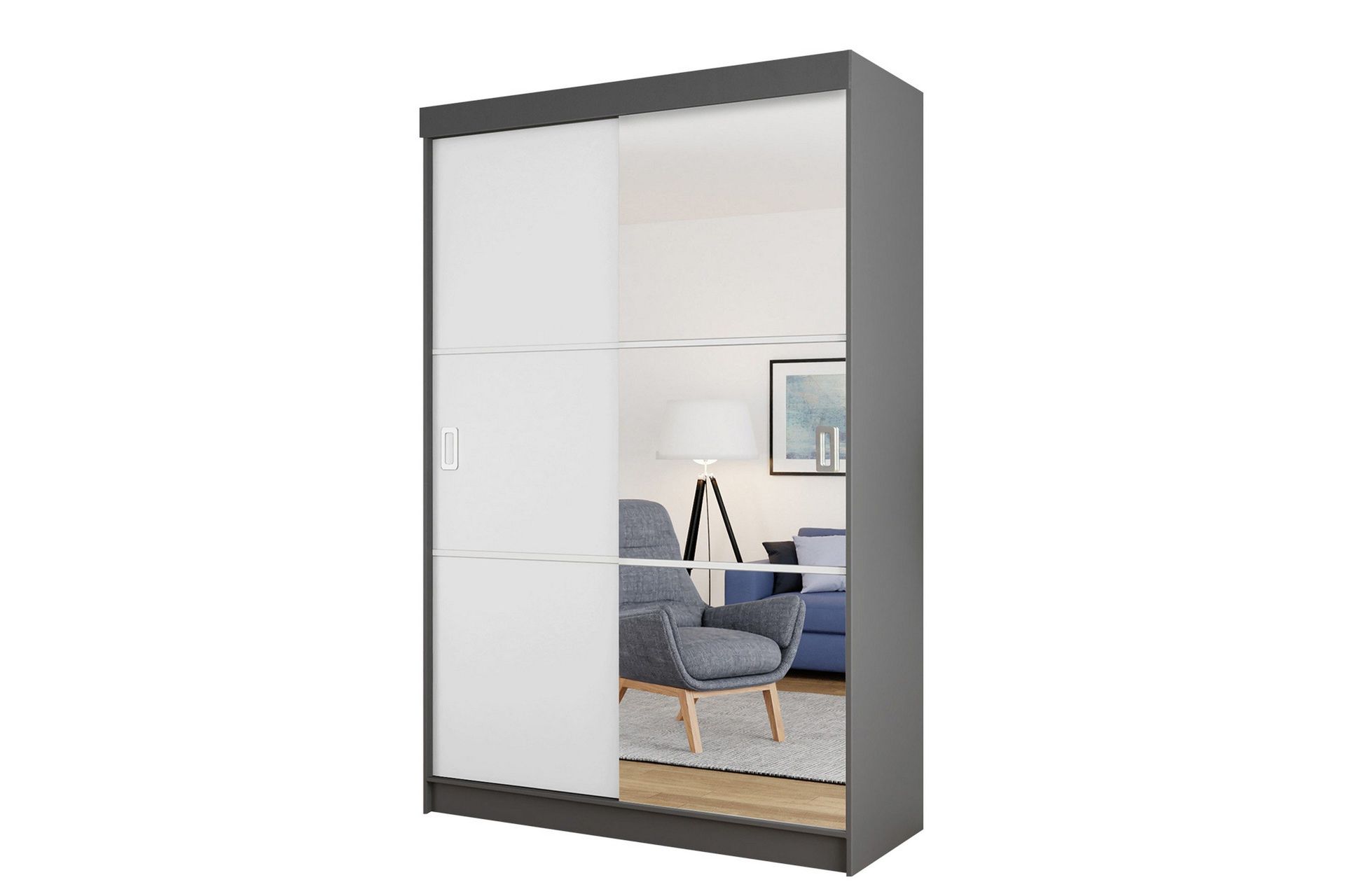 Isolaz Garderob m. Spegel 138x205 cm - Vit/Gr&aring;