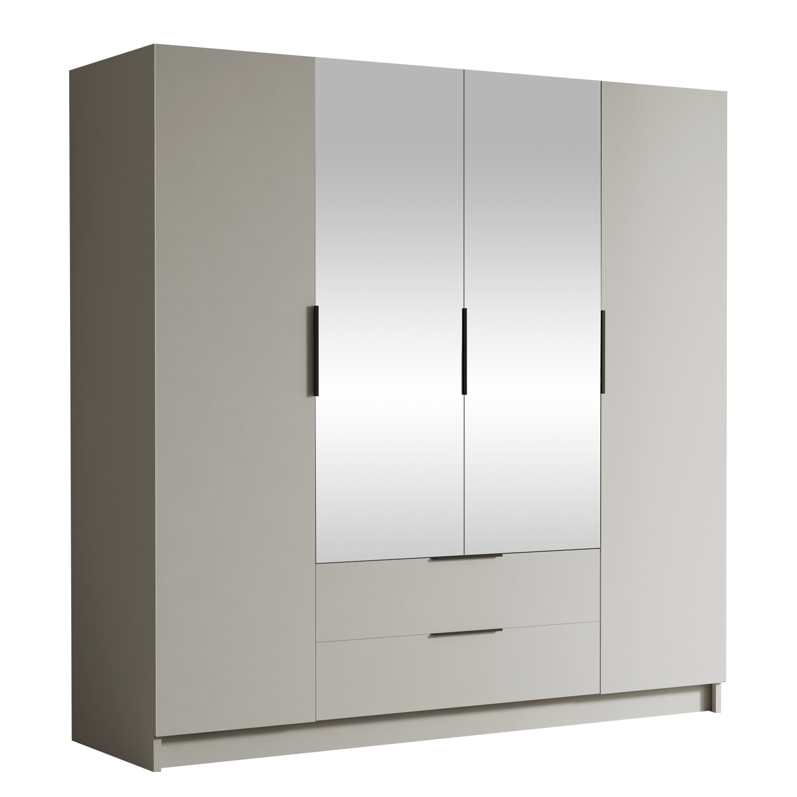 kelros garderob med spegel 200x216 cm - beige