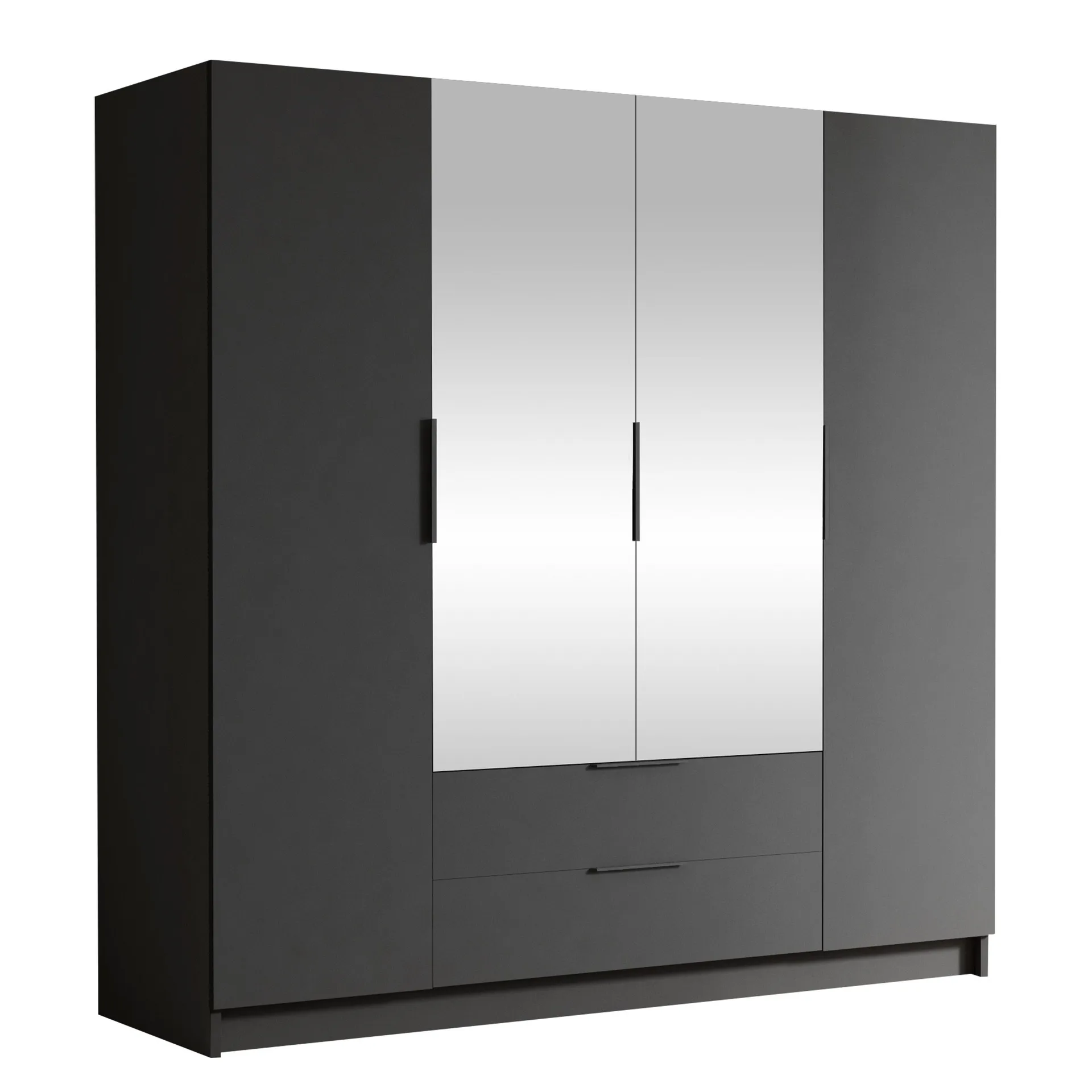 kelros garderob med spegel 200x216 cm - svart