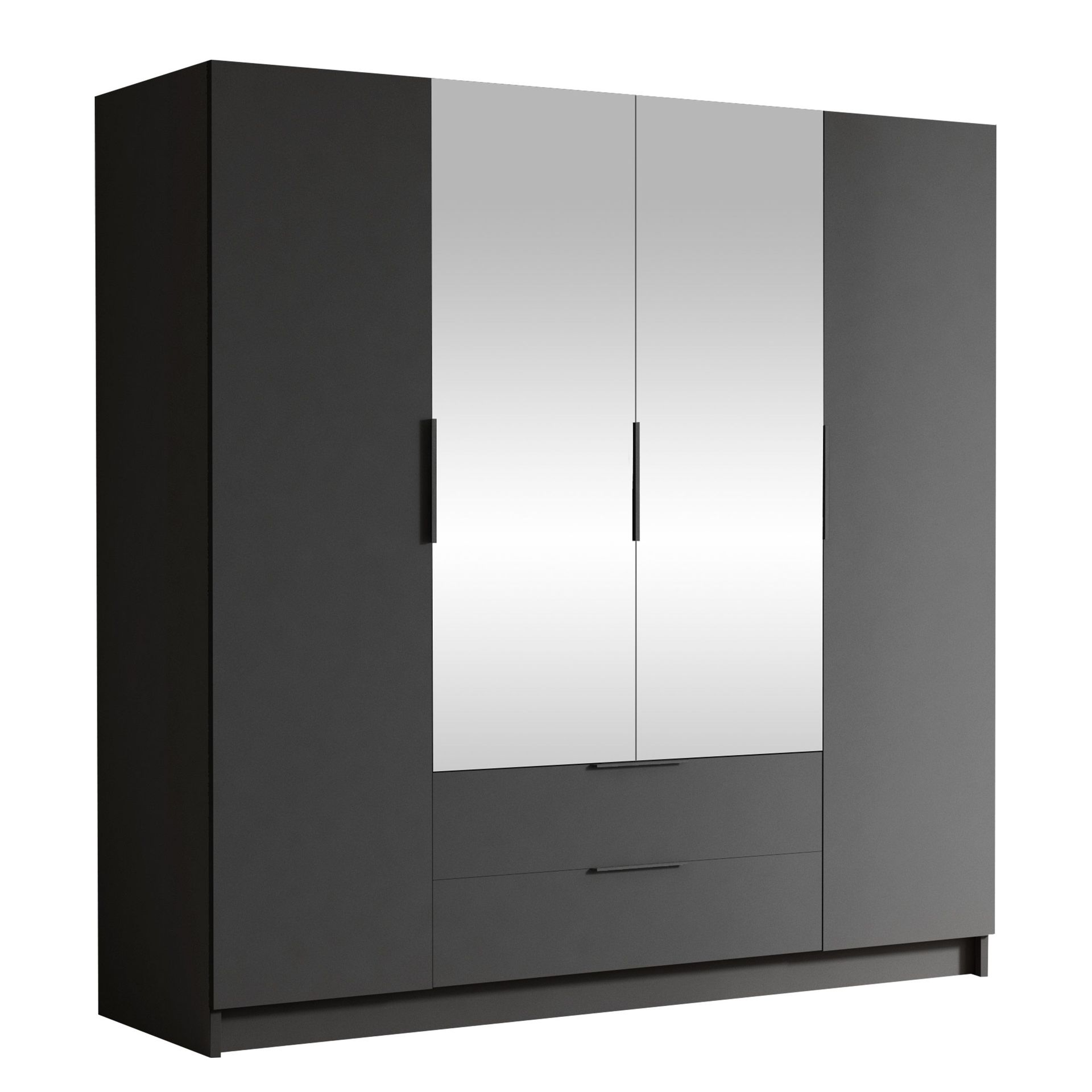 Kelros Garderob med Spegel 200x216 cm - Svart