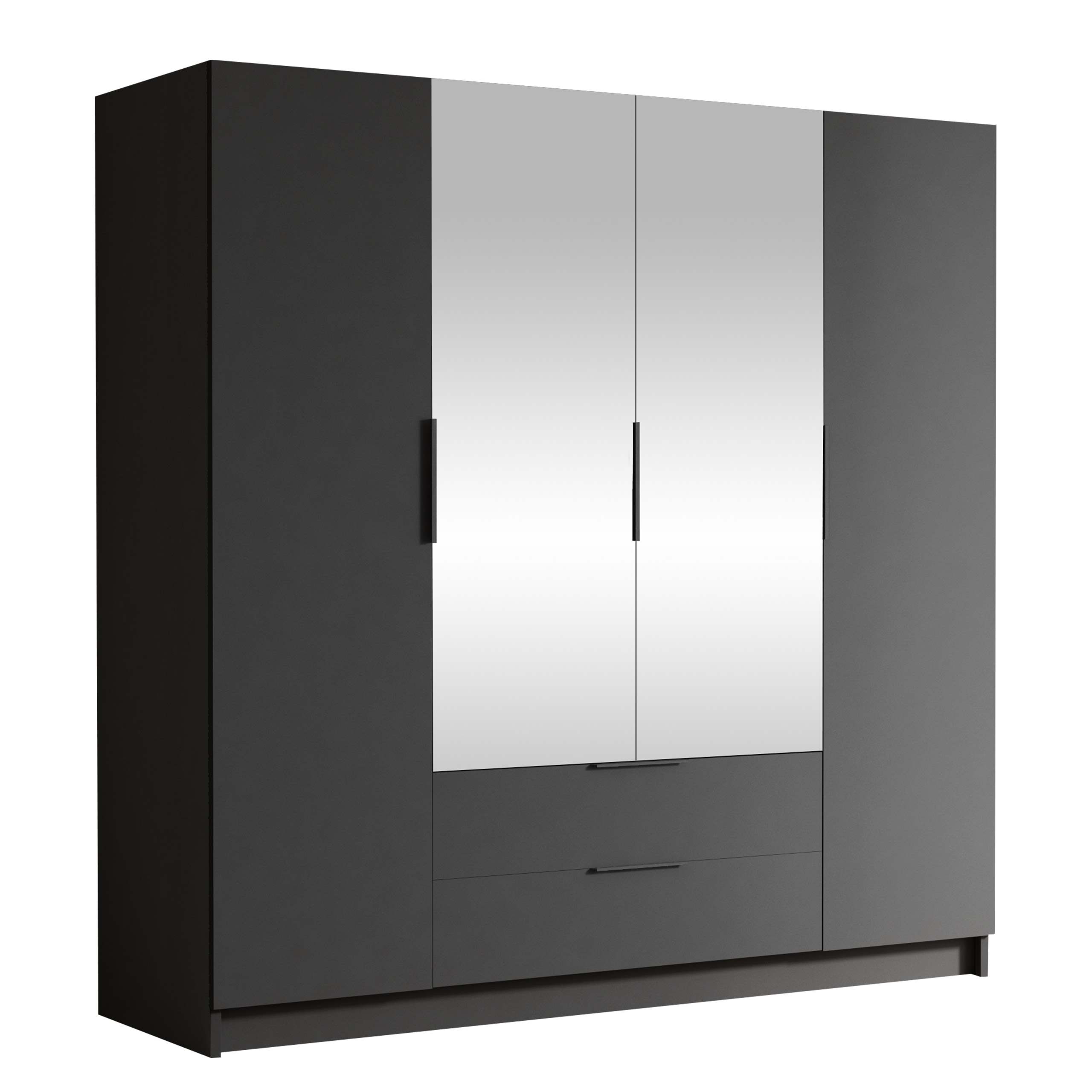 kelros garderob med spegel 200x216 cm - svart