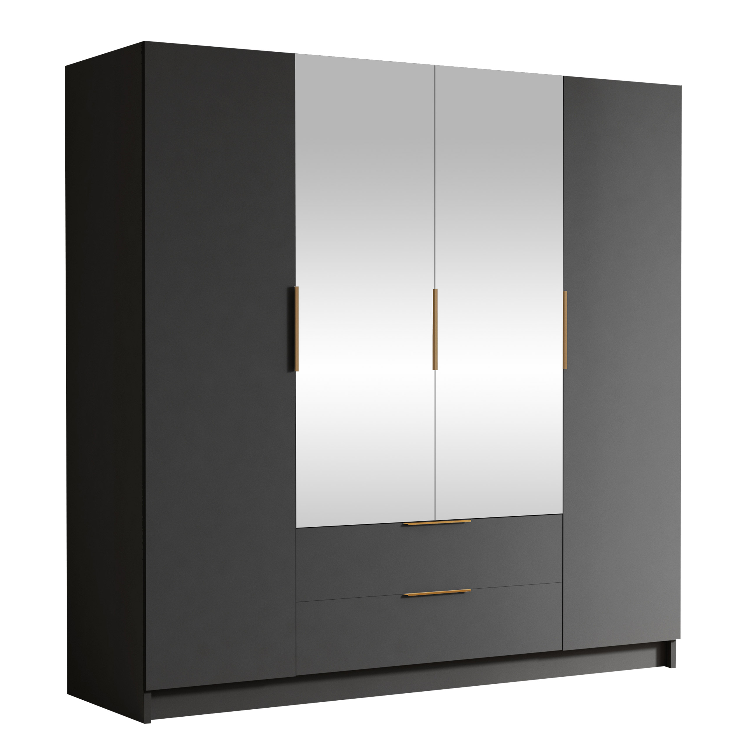 kelros garderob med spegel 200x216 cm - svart