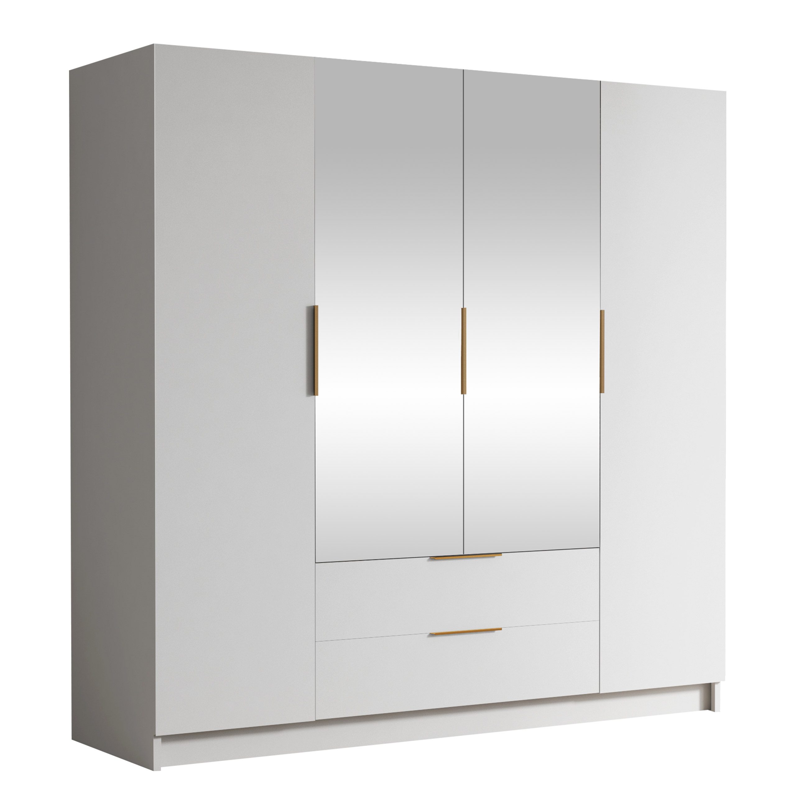 kelros garderob med spegel 200x216 cm - vit