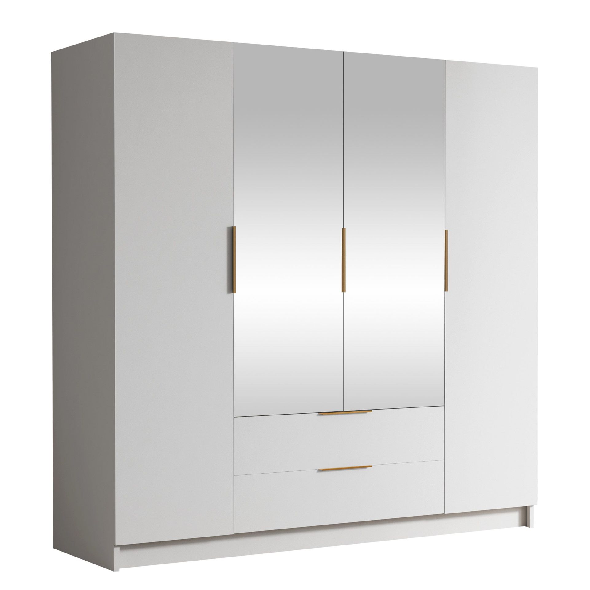 Kelros Garderob med Spegel 200x216 cm - Vit