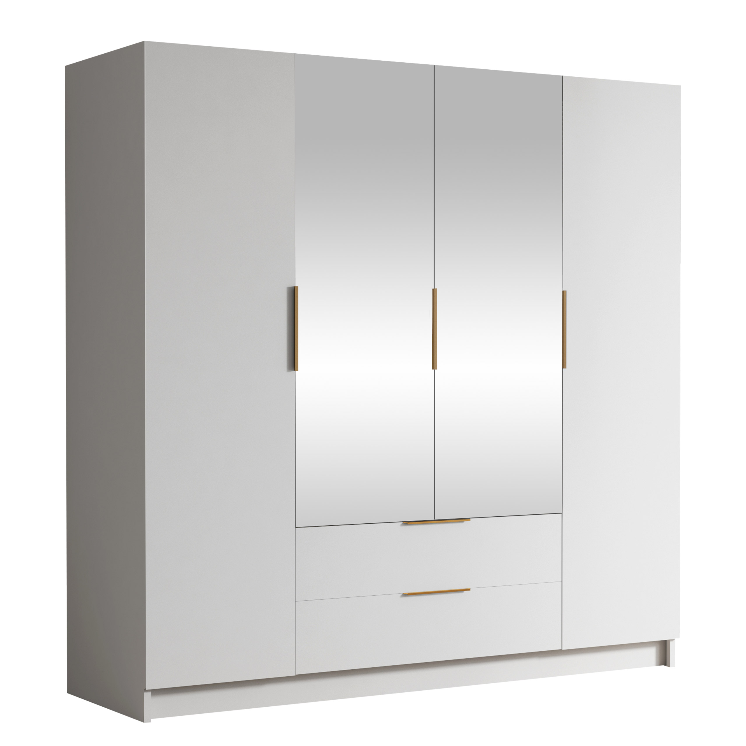 kelros garderob med spegel 200x216 cm - vit