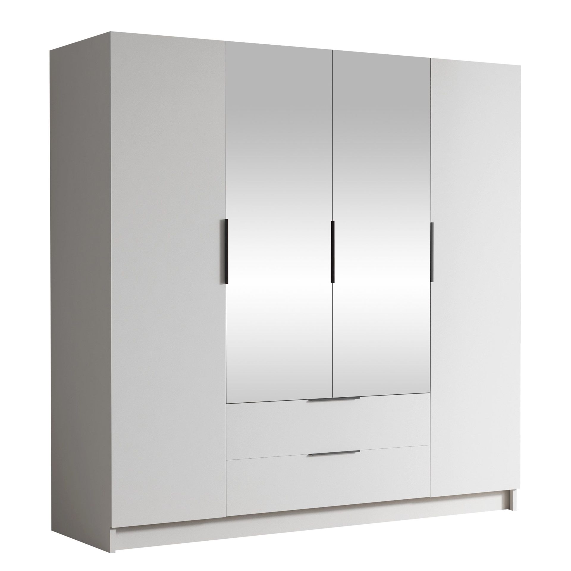 Kelros Garderob med Spegel 200x216 cm - Vit