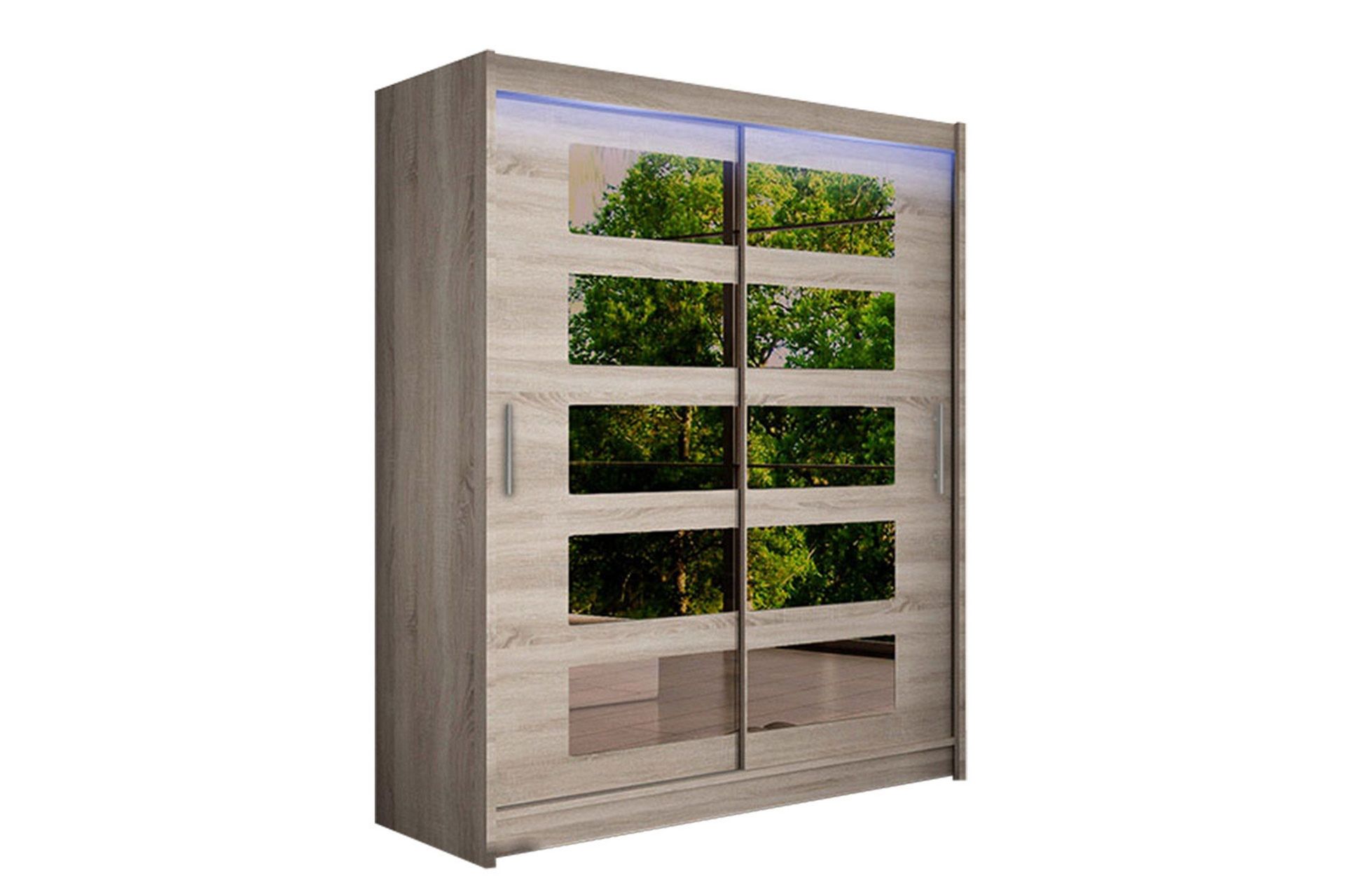 leila garderob med spegel 150x200 cm - beige