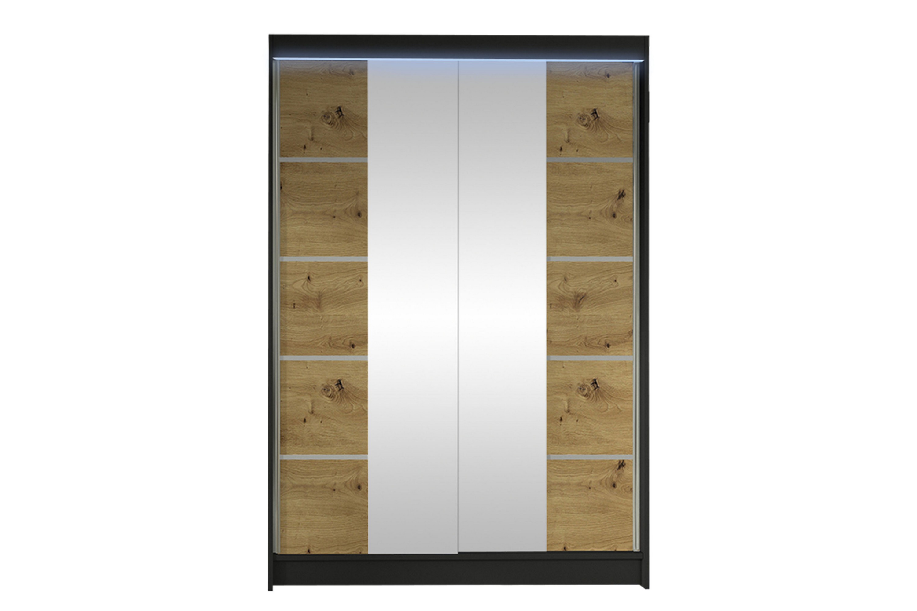 liverpool garderob m. spegel 120x200 cm - svart/brun