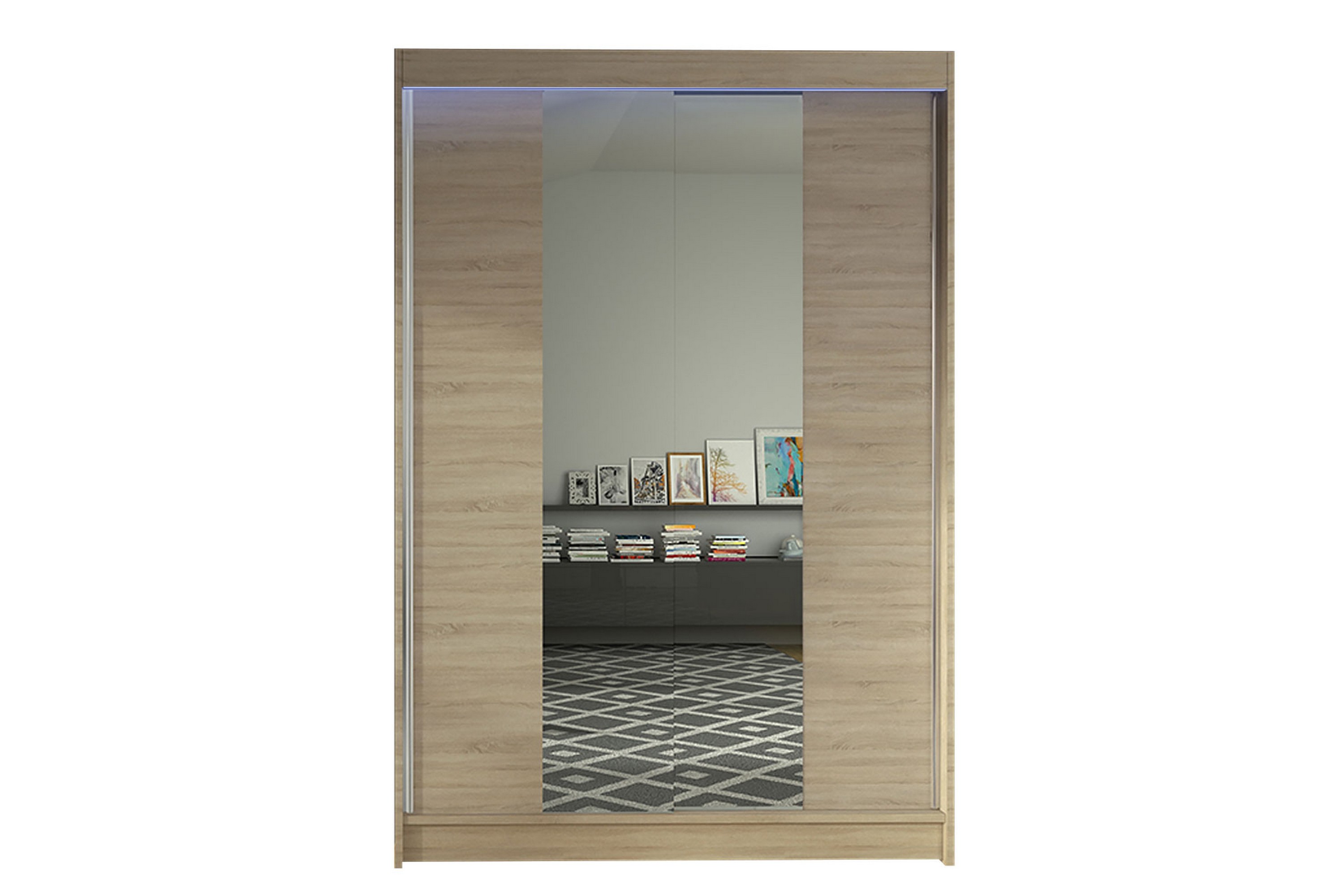 Liverpool Garderob med Spegel 120x200 cm Beige