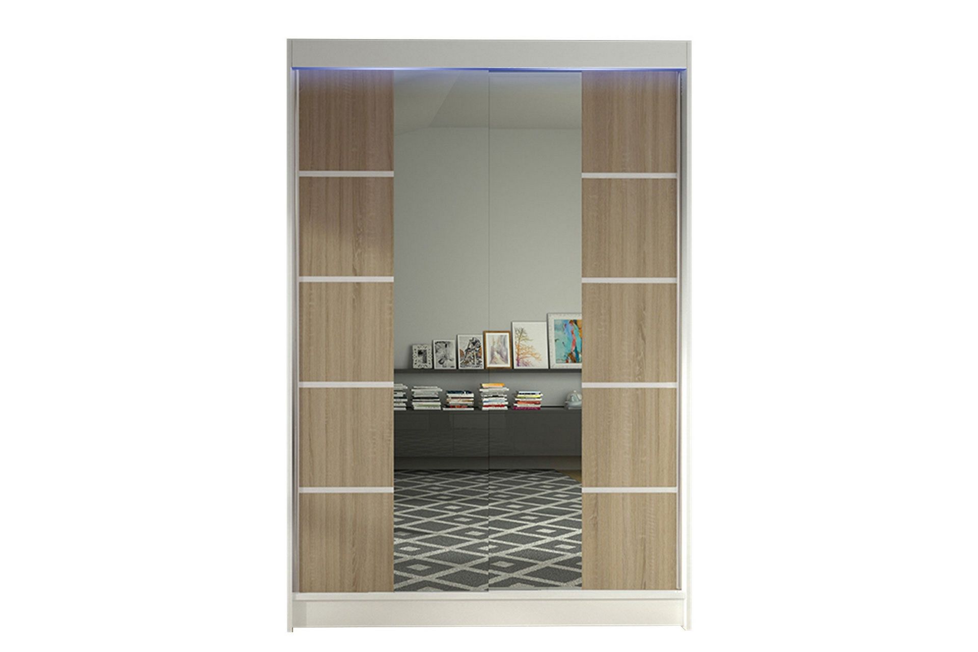 Liverpool Garderob med Spegel 120x200 cm - Brun/Vit