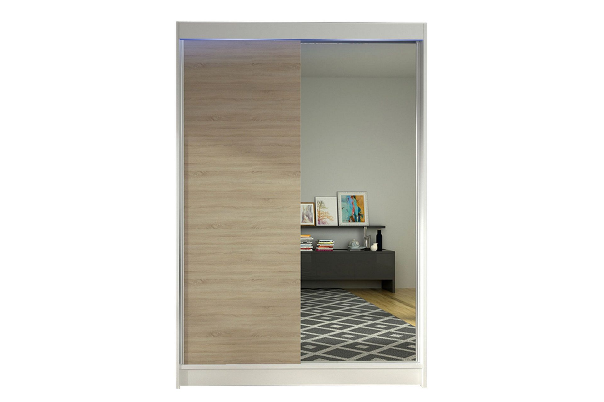 liverpool garderob med spegel 120x200 cm - brun/vit