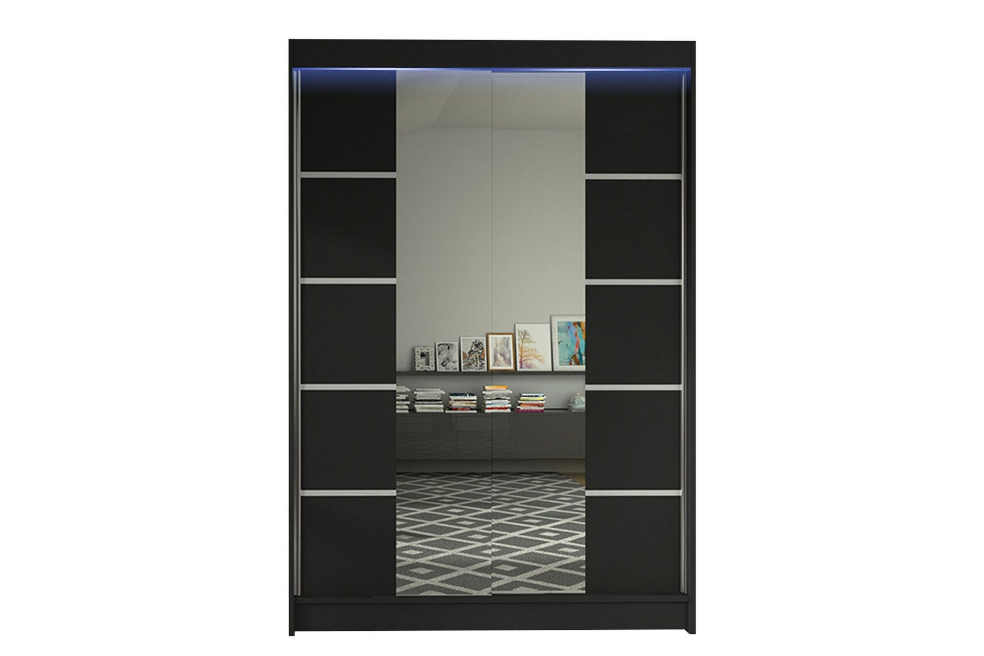 Liverpool Garderob med Spegel 120x200 cm - Svart