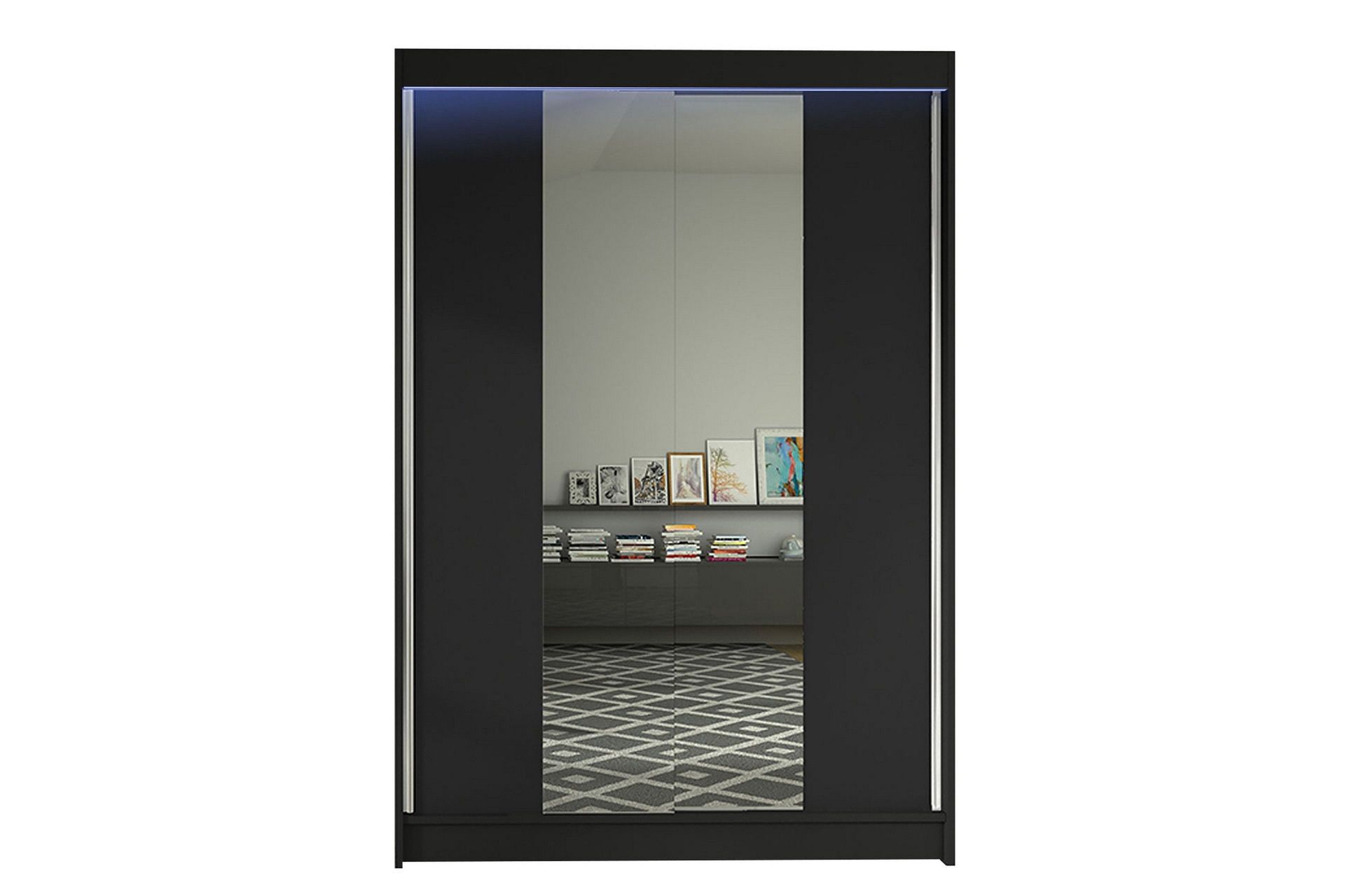 Liverpool Garderob med Spegel 120x200 cm - Svart