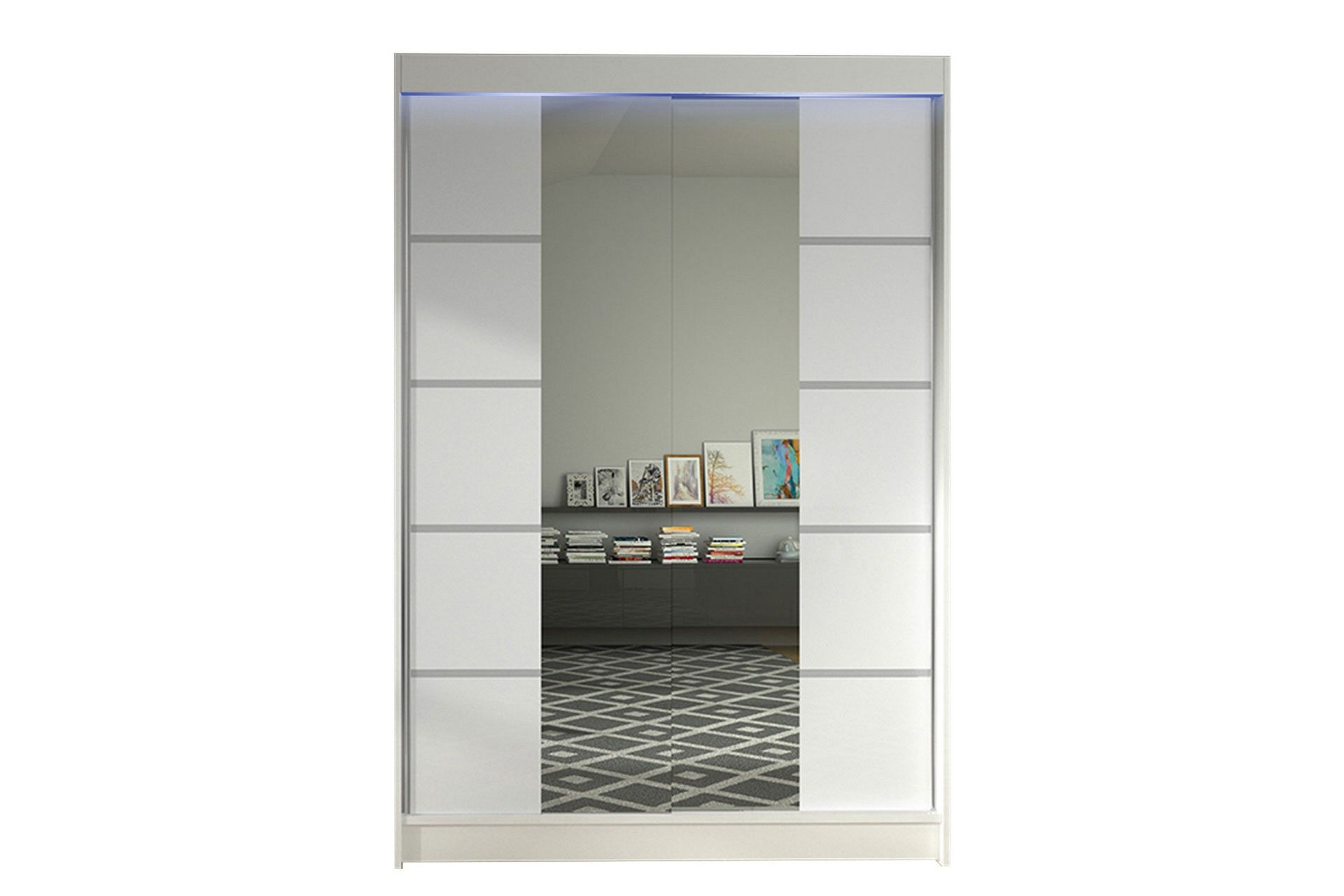 Liverpool Garderob med Spegel 120x200 cm - Vit