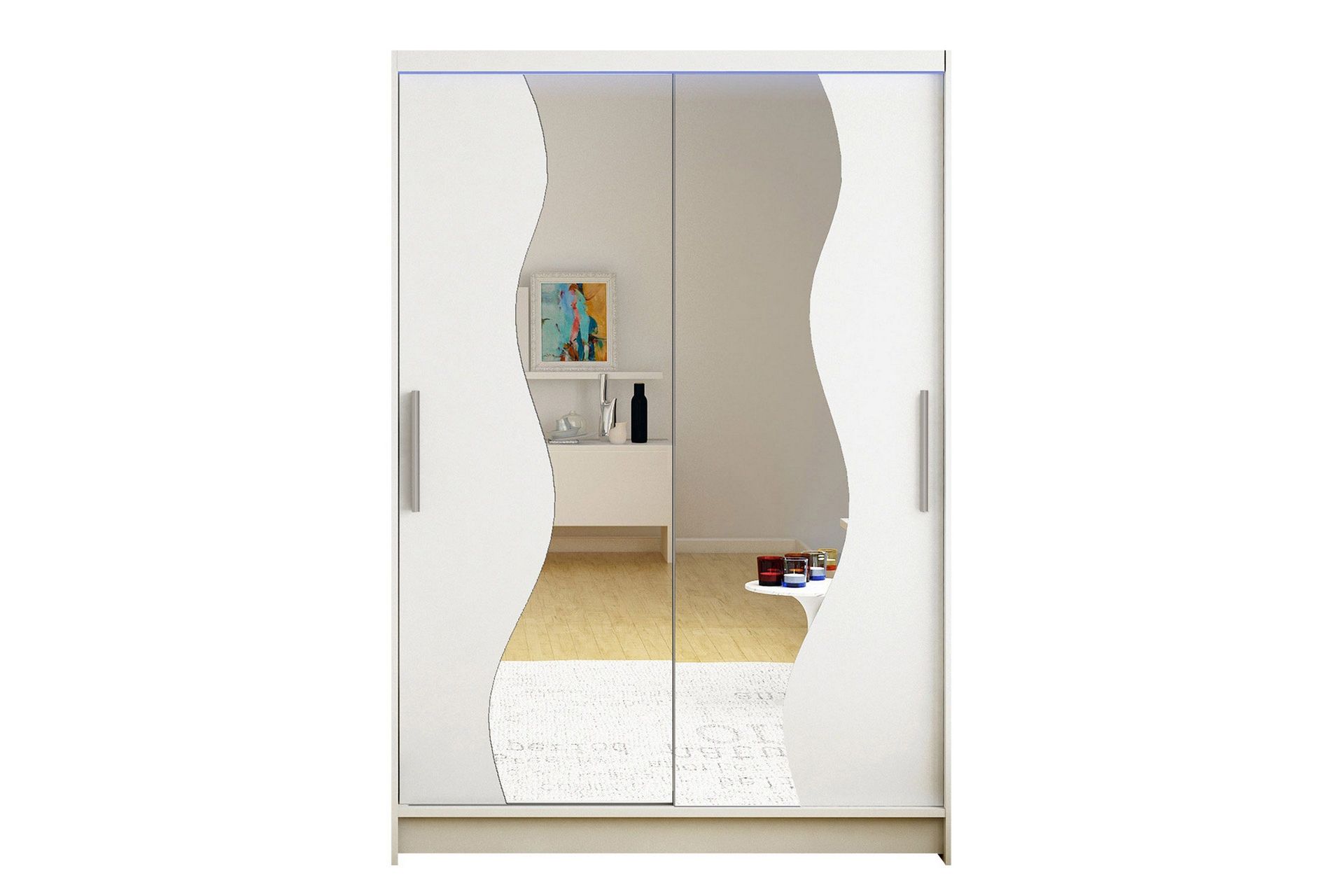 Miami Garderob 120x58x200 cm LED-belysning - Beige/Vit