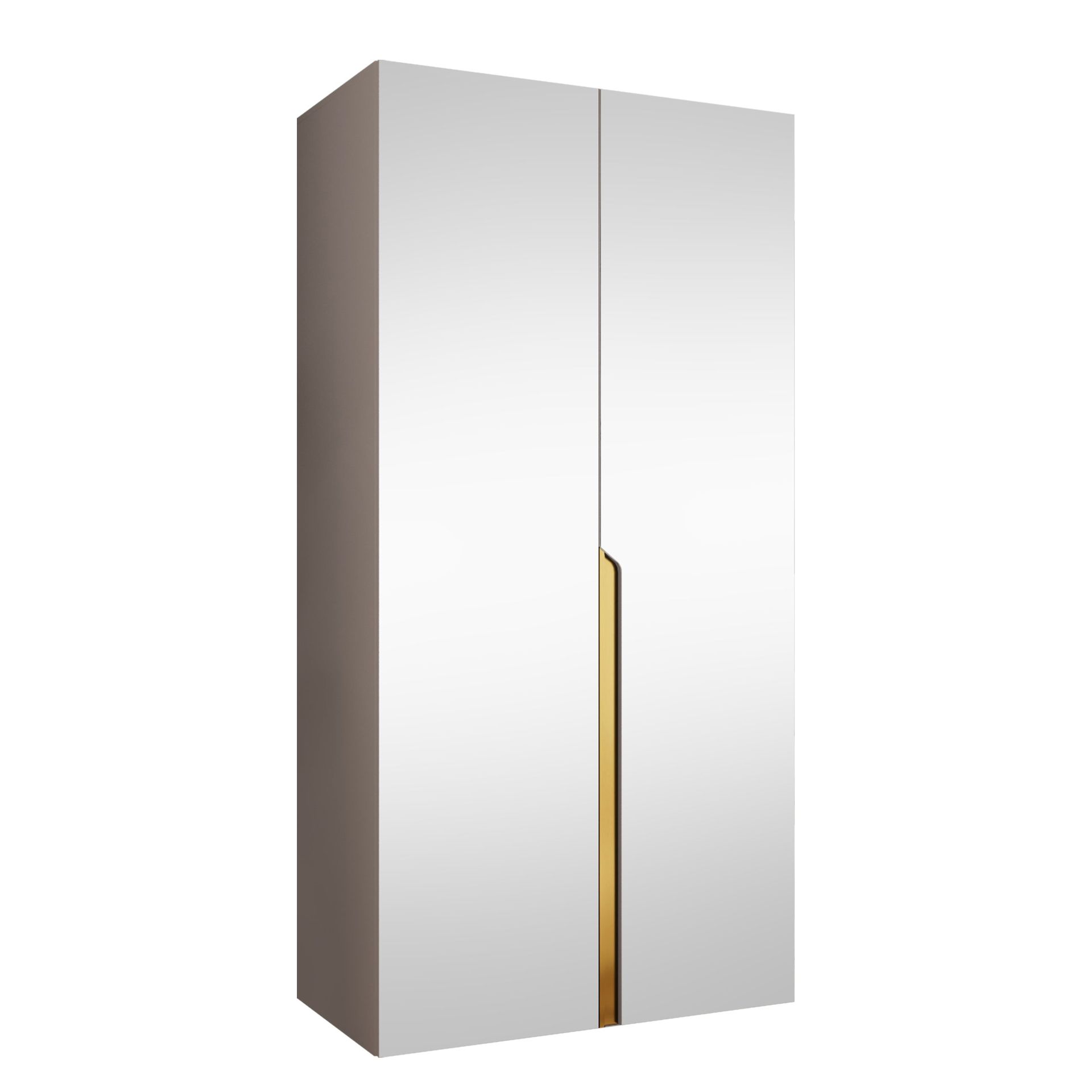 Milias Garderob med spegel 100x202 cm - beige/guld