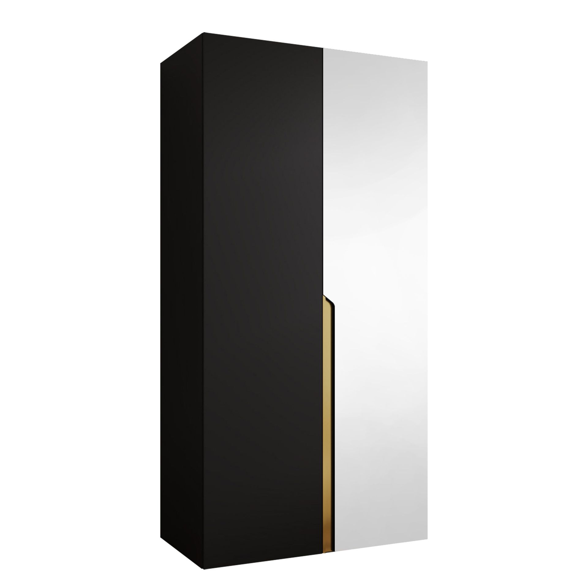 Milias Garderob med spegel 100x202 cm - Guld, svart