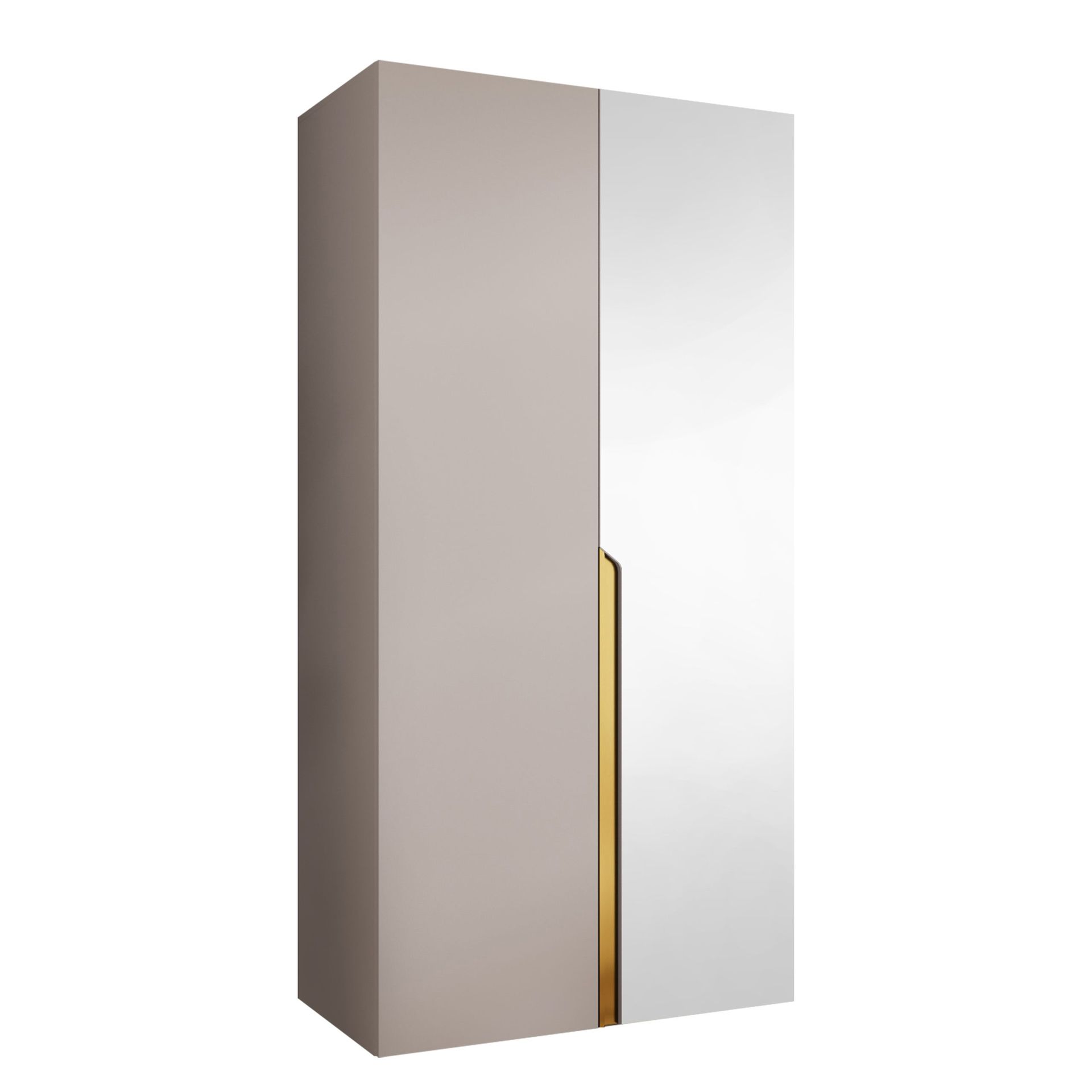 Milias Garderob med spegel 100x202 cm - Guld/beige