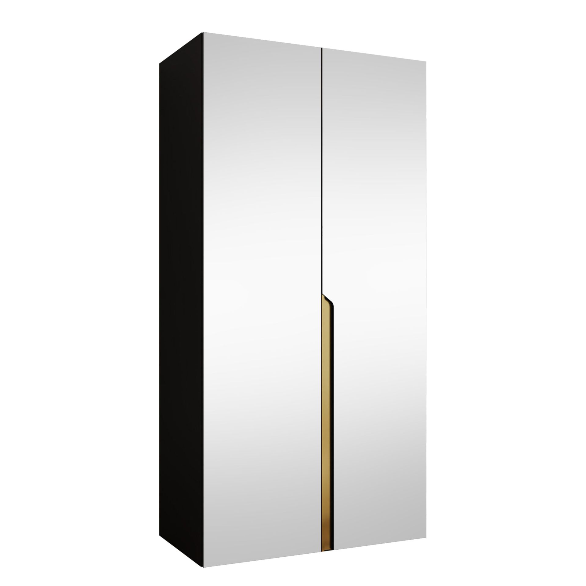 Milias Garderob med spegel 100x202 cm - svart / guld