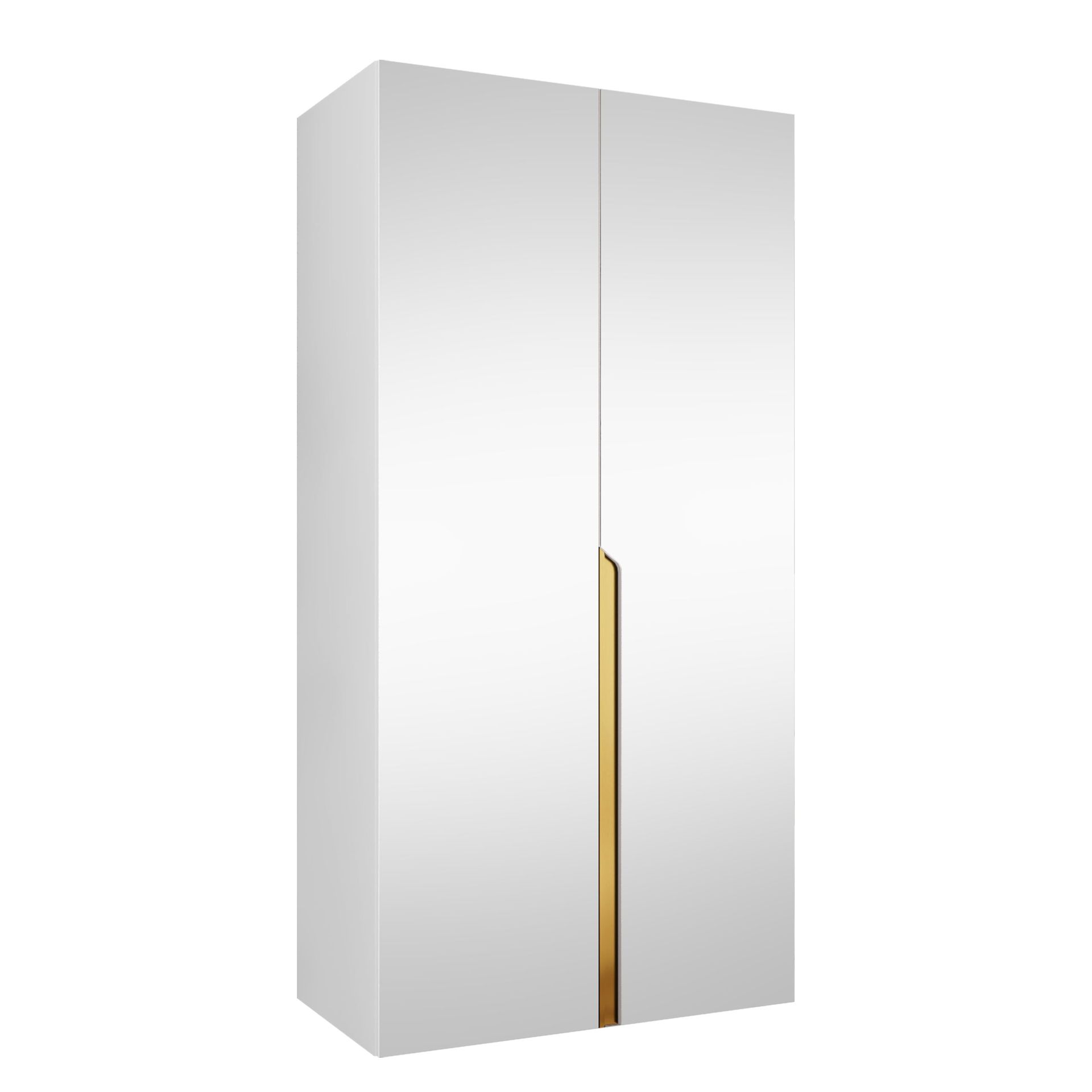 Milias Garderob med spegel 100x202 cm - vit/guld