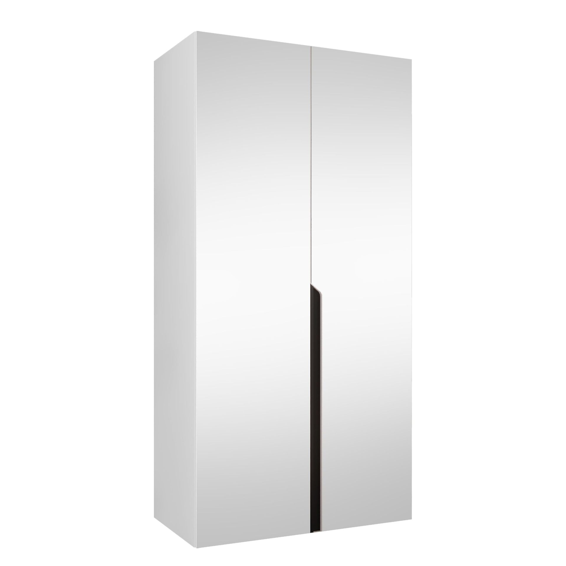 Milias Garderob med spegel 100x202 cm - vit/svart