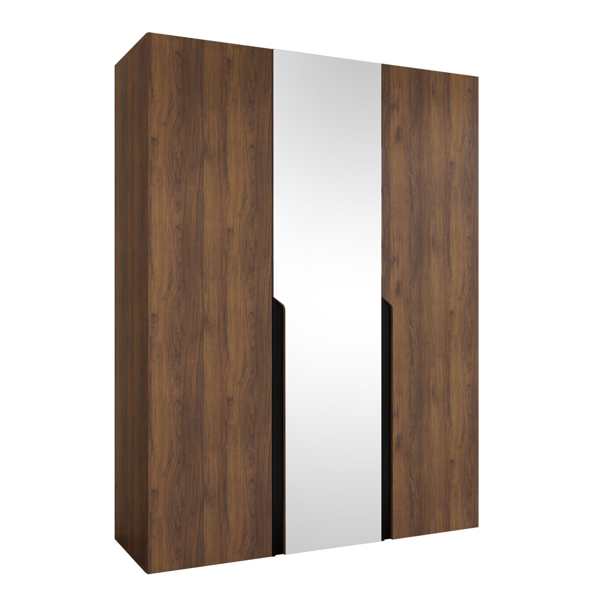 Milias Garderob med spegel 150x202 cm - Brun/svart