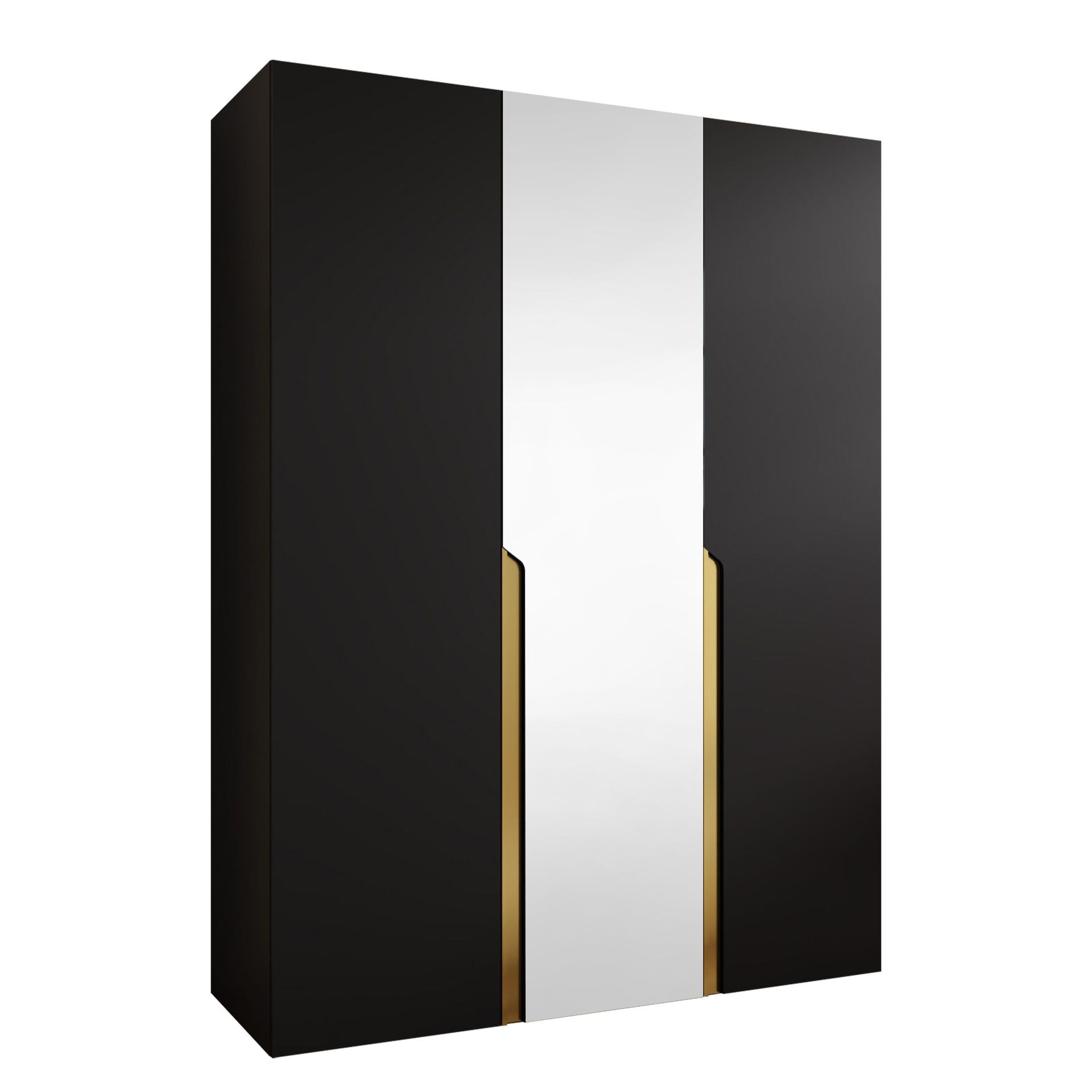 Milias Garderob med spegel 150x202 cm - Guld, svart