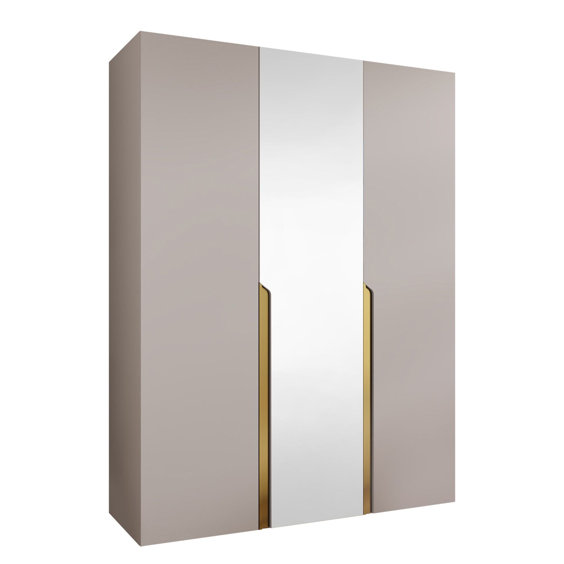 Milias Garderob med spegel 150x202 cm - Guld/beige