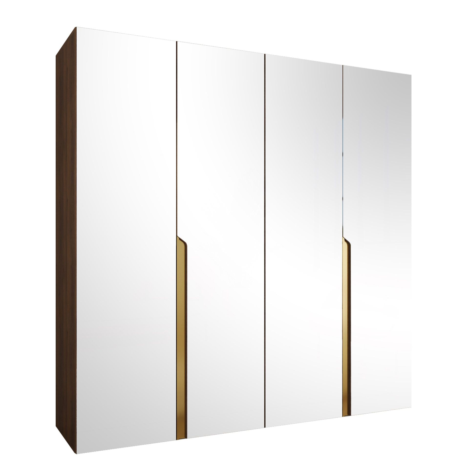 Milias Garderob med spegel 200x202 cm - Brun/guld