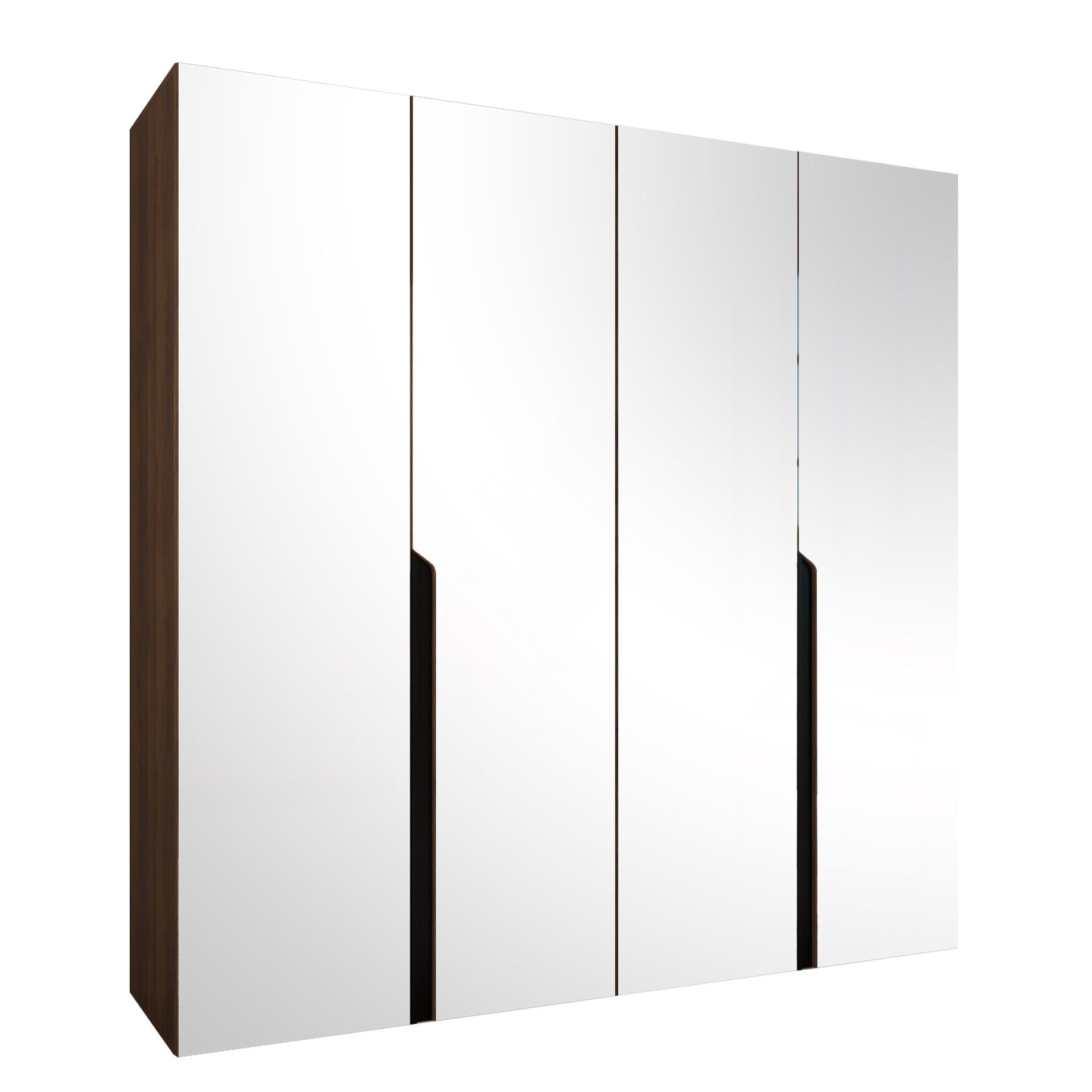 Milias Garderob med spegel 200x202 cm - Brun/svart