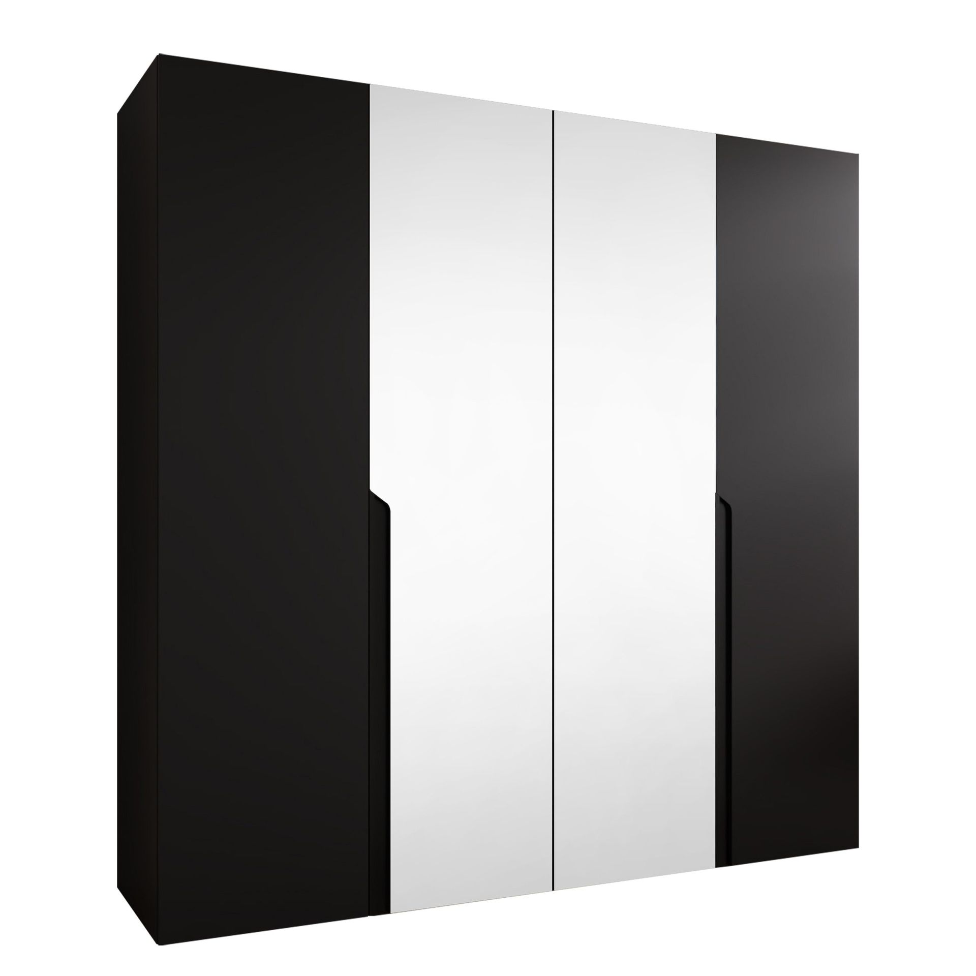 Milias Garderob med spegel 200x202 cm - svart